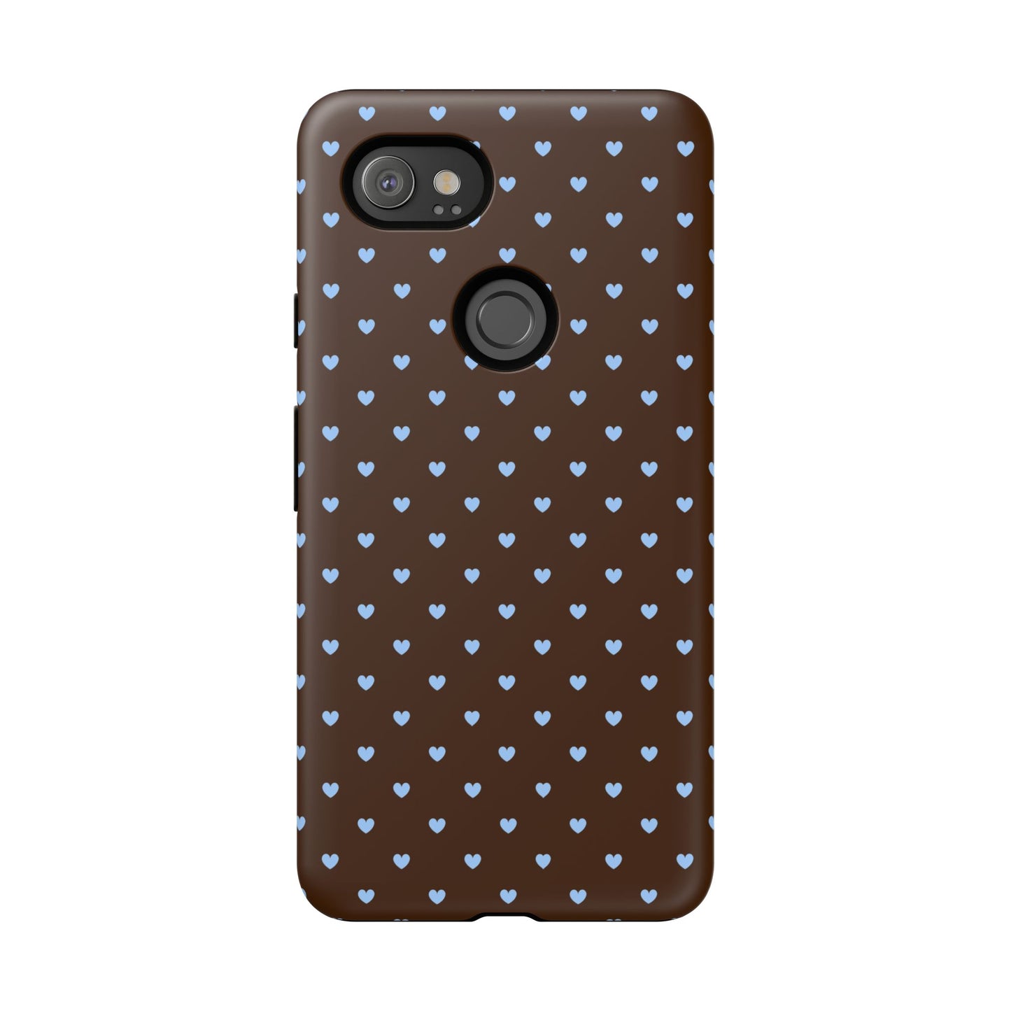 Brown + Blue Heart Polka Dots Phone Case