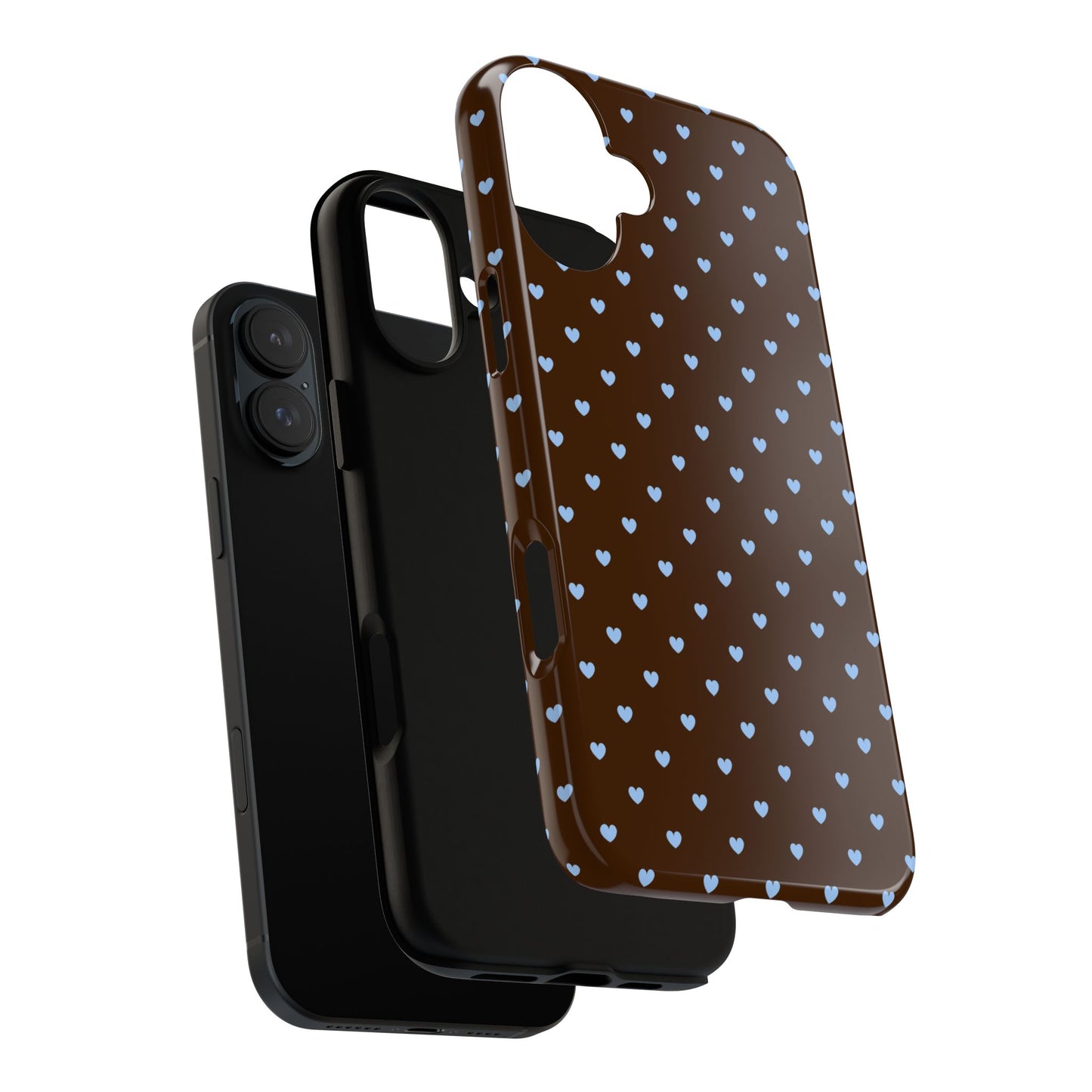 Brown + Blue Heart Polka Dots Phone Case