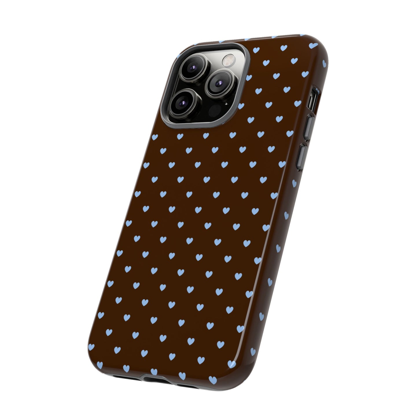 Brown + Blue Heart Polka Dots Phone Case