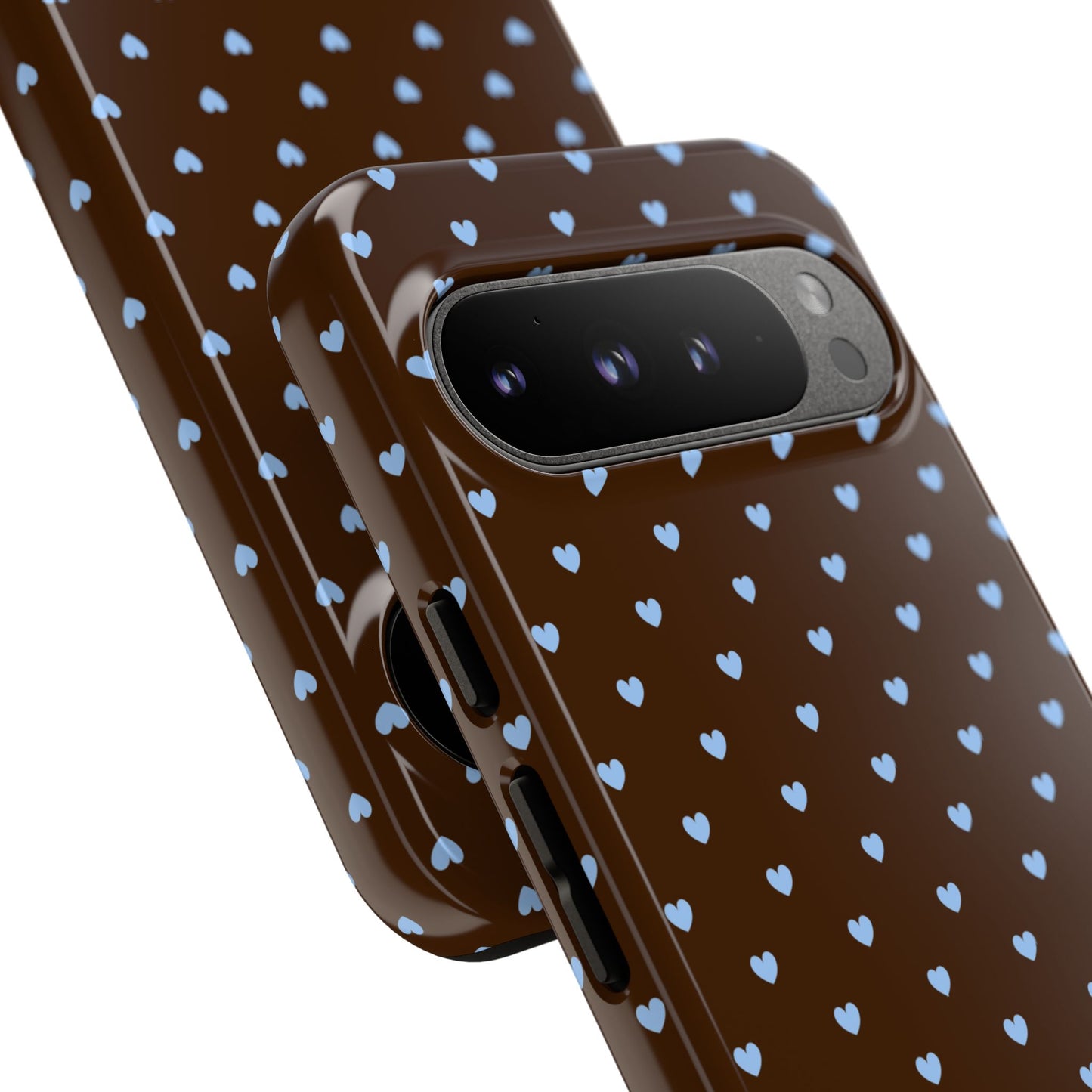 Brown + Blue Heart Polka Dots Phone Case