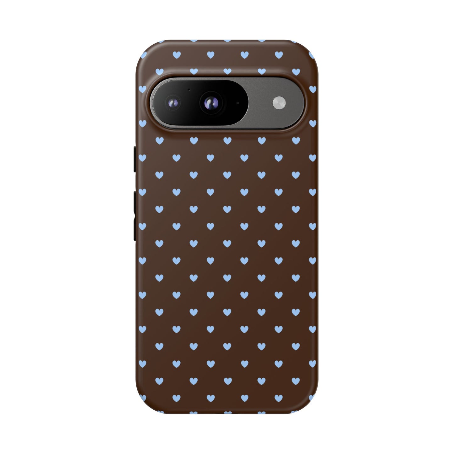 Brown + Blue Heart Polka Dots Phone Case