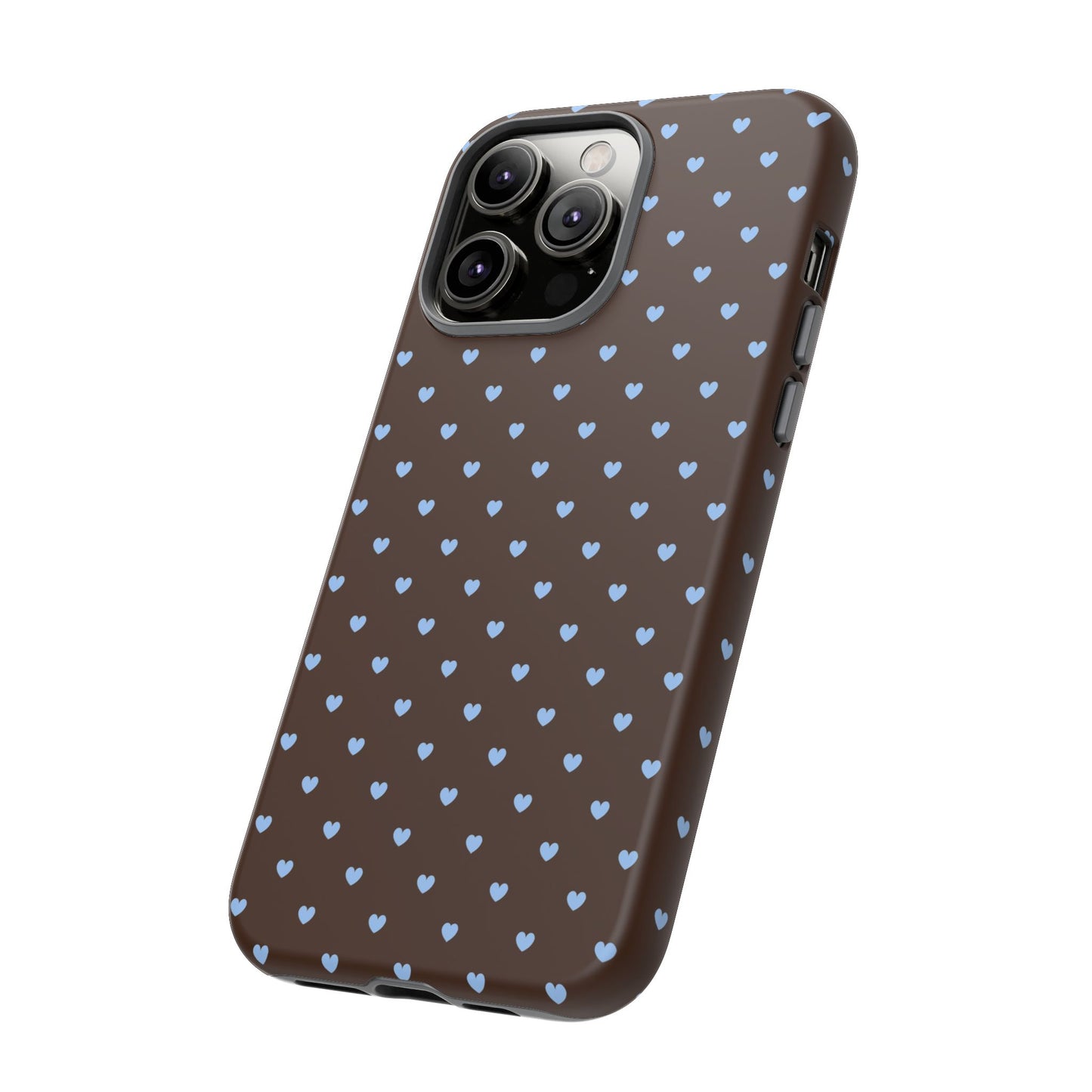 Brown + Blue Heart Polka Dots Phone Case