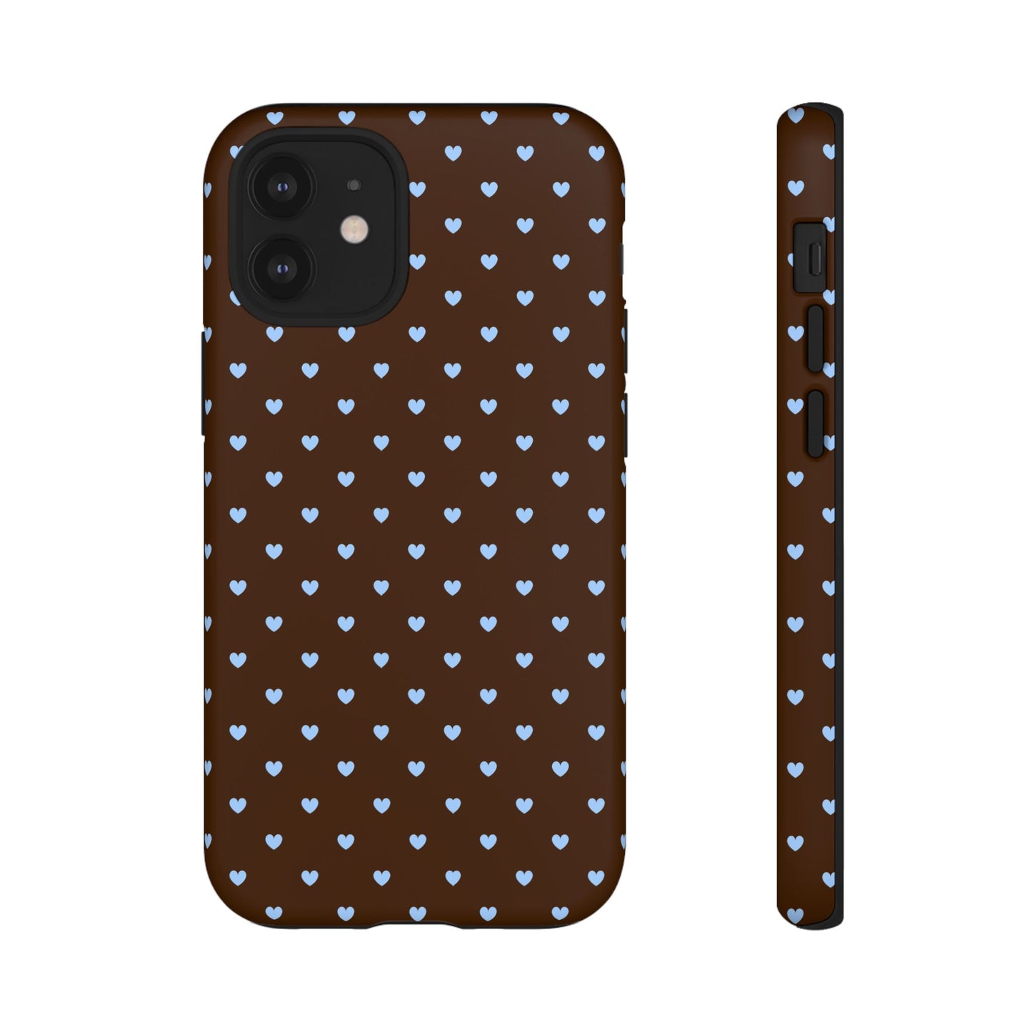 Brown + Blue Heart Polka Dots Phone Case