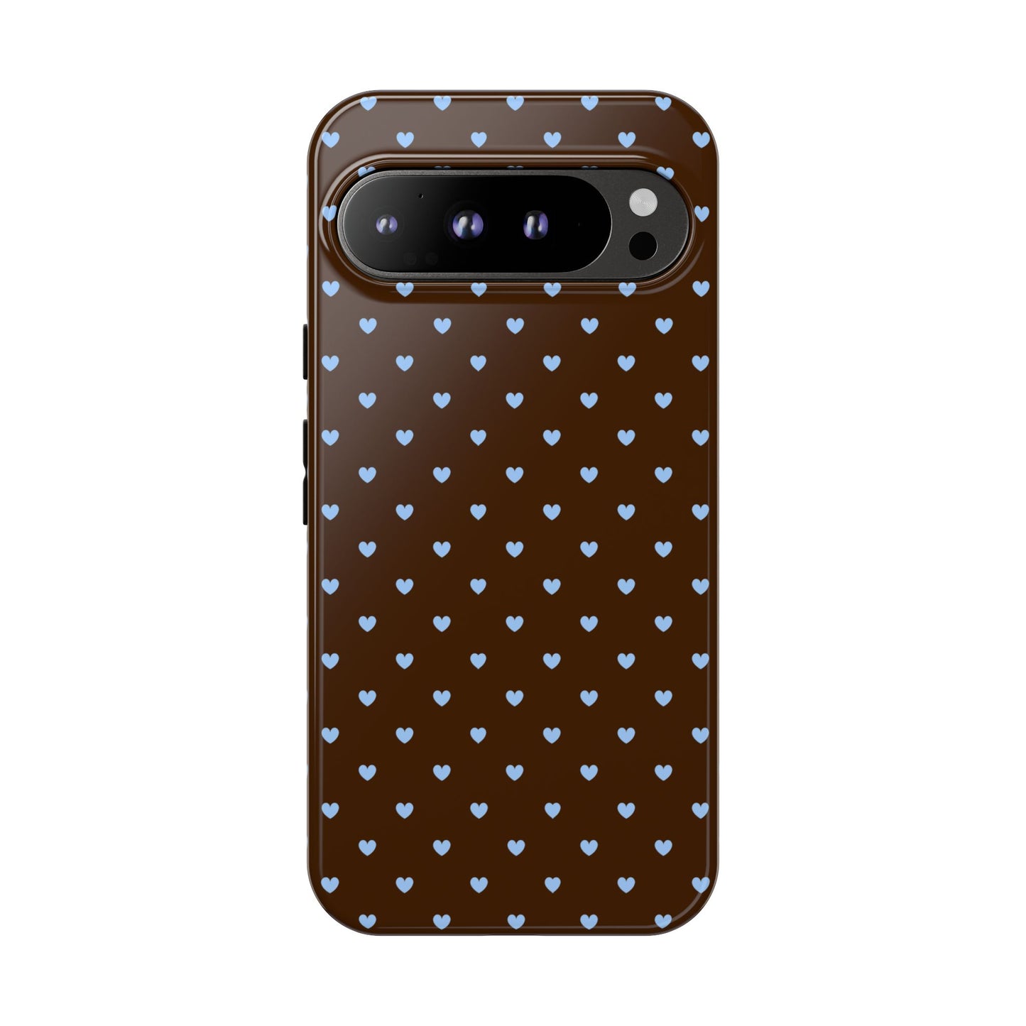 Brown + Blue Heart Polka Dots Phone Case