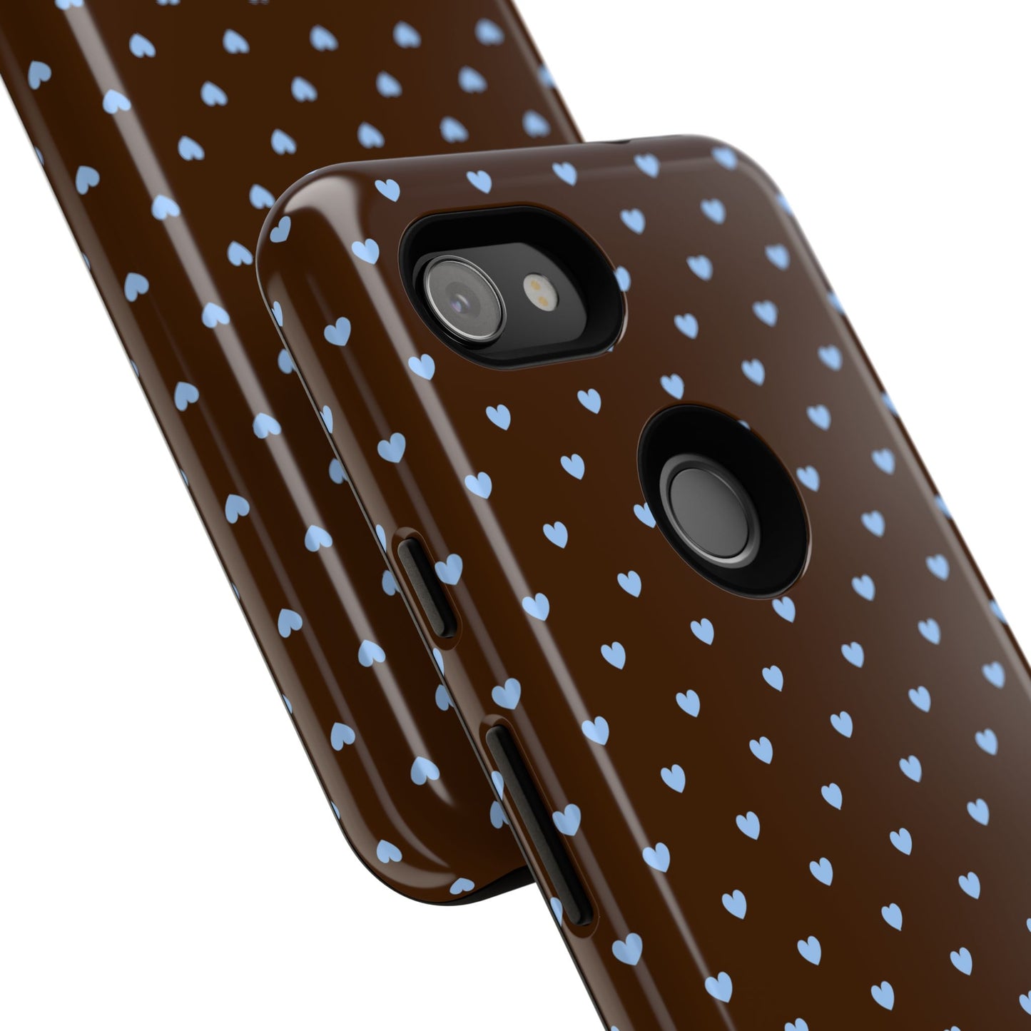Brown + Blue Heart Polka Dots Phone Case