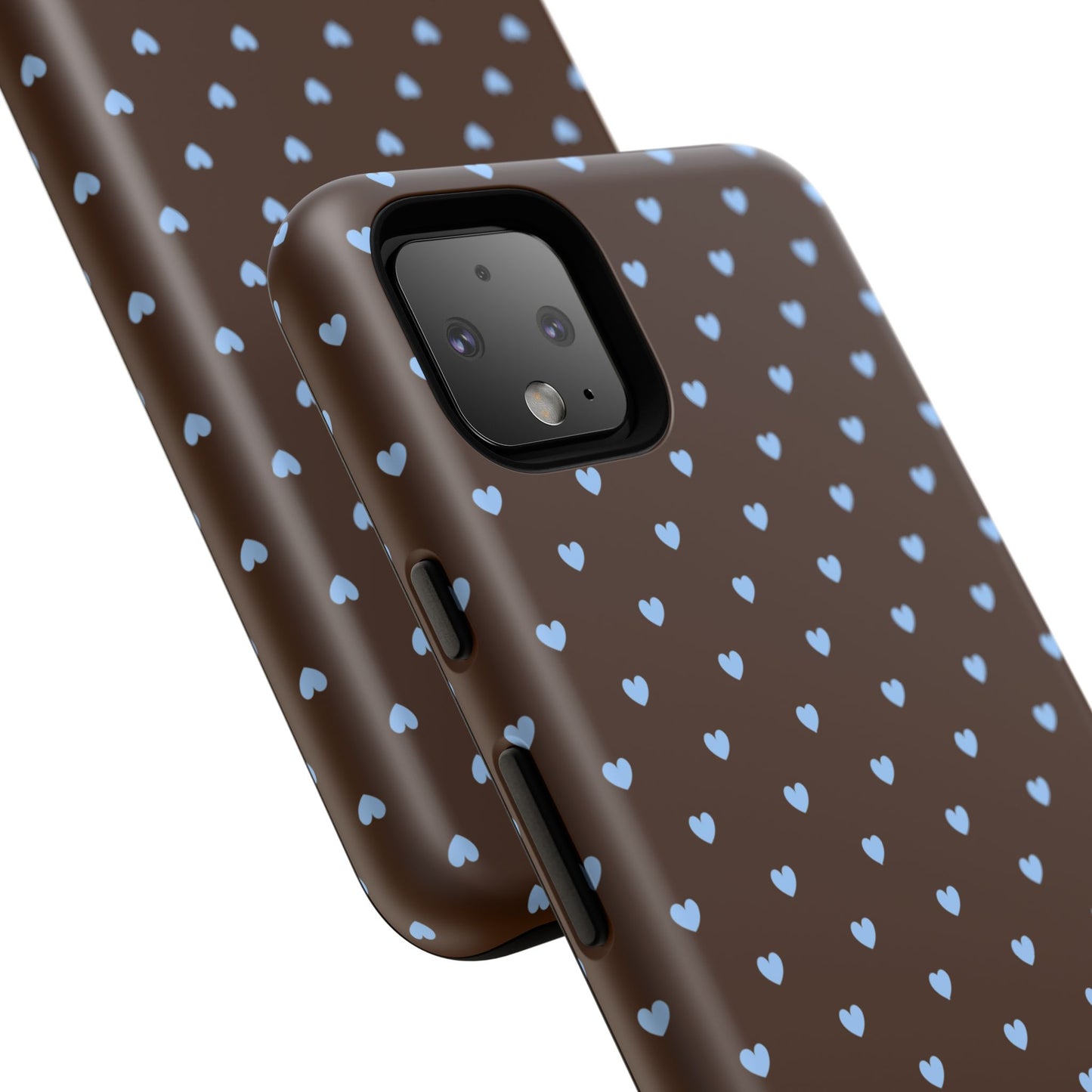 Brown + Blue Heart Polka Dots Phone Case