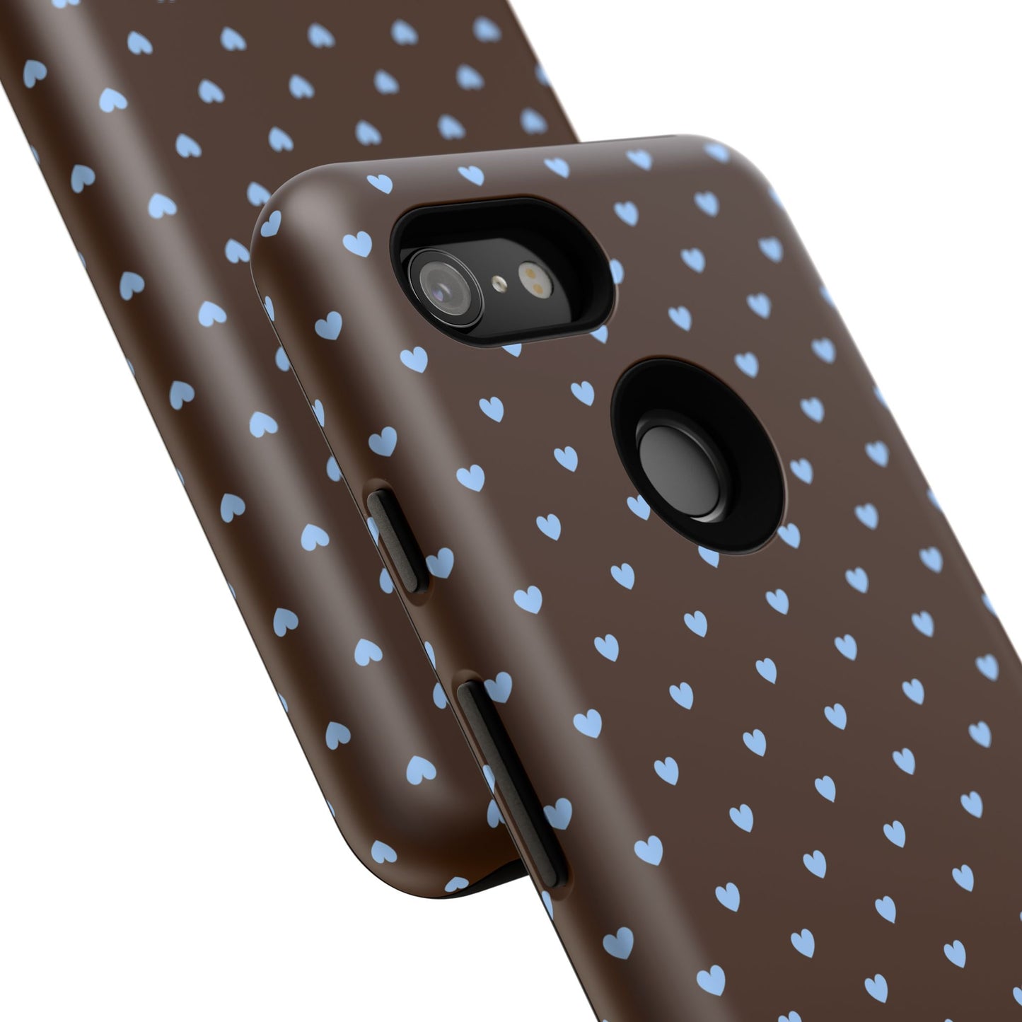 Brown + Blue Heart Polka Dots Phone Case