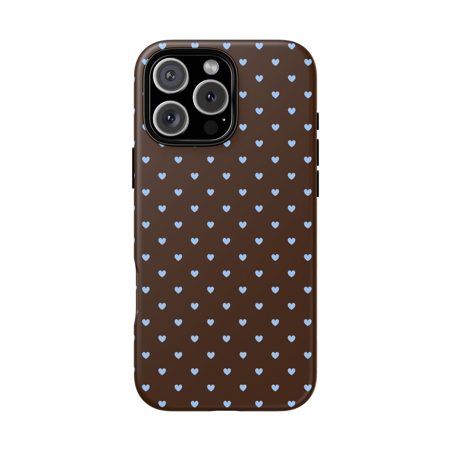 Brown + Blue Heart Polka Dots Phone Case