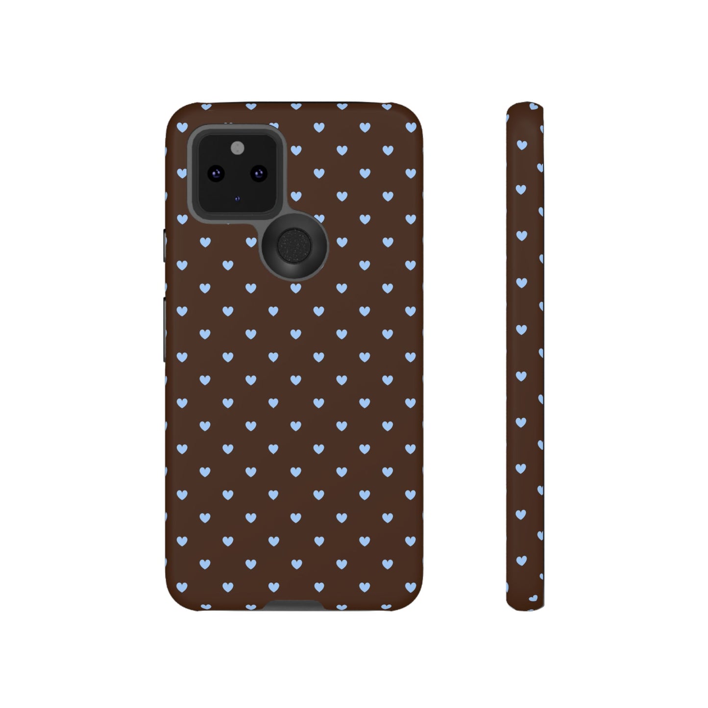 Brown + Blue Heart Polka Dots Phone Case