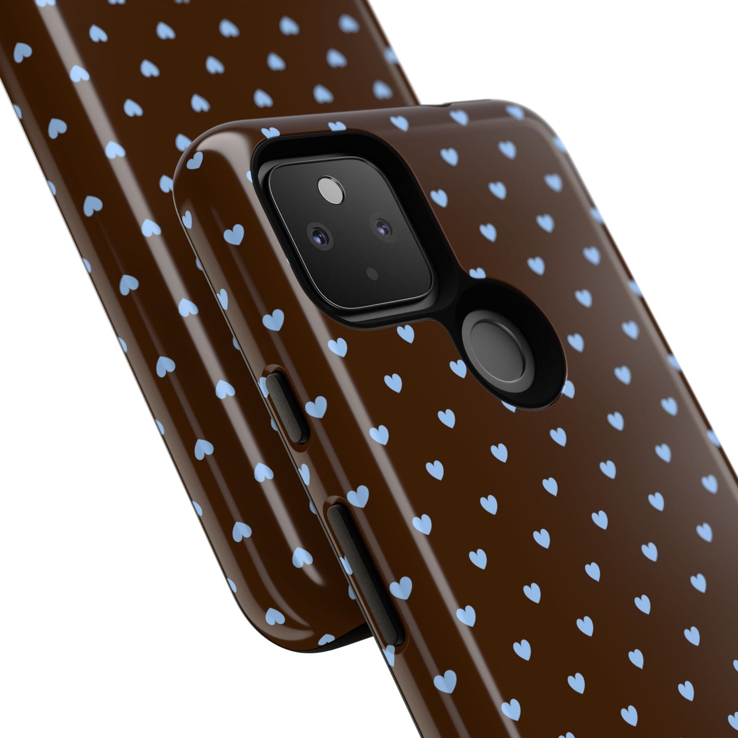 Brown + Blue Heart Polka Dots Phone Case