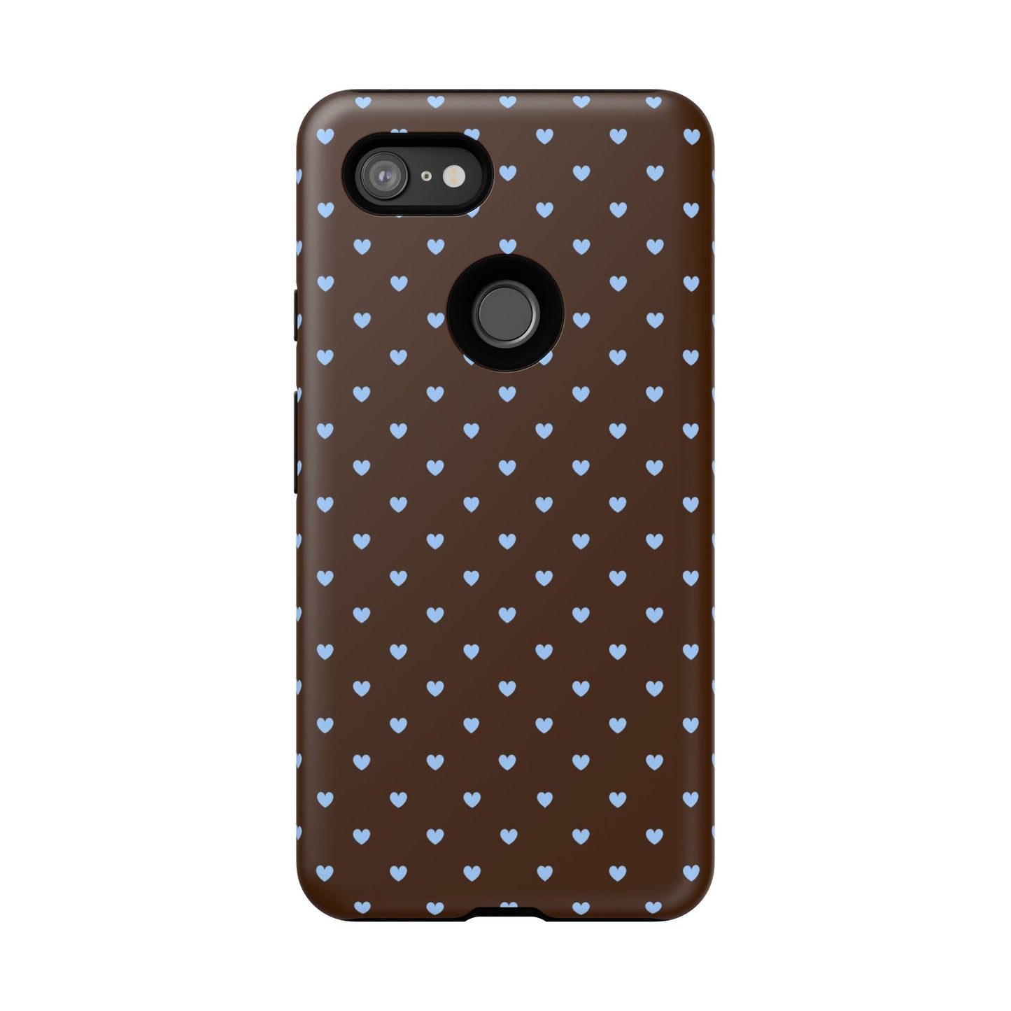 Brown + Blue Heart Polka Dots Phone Case