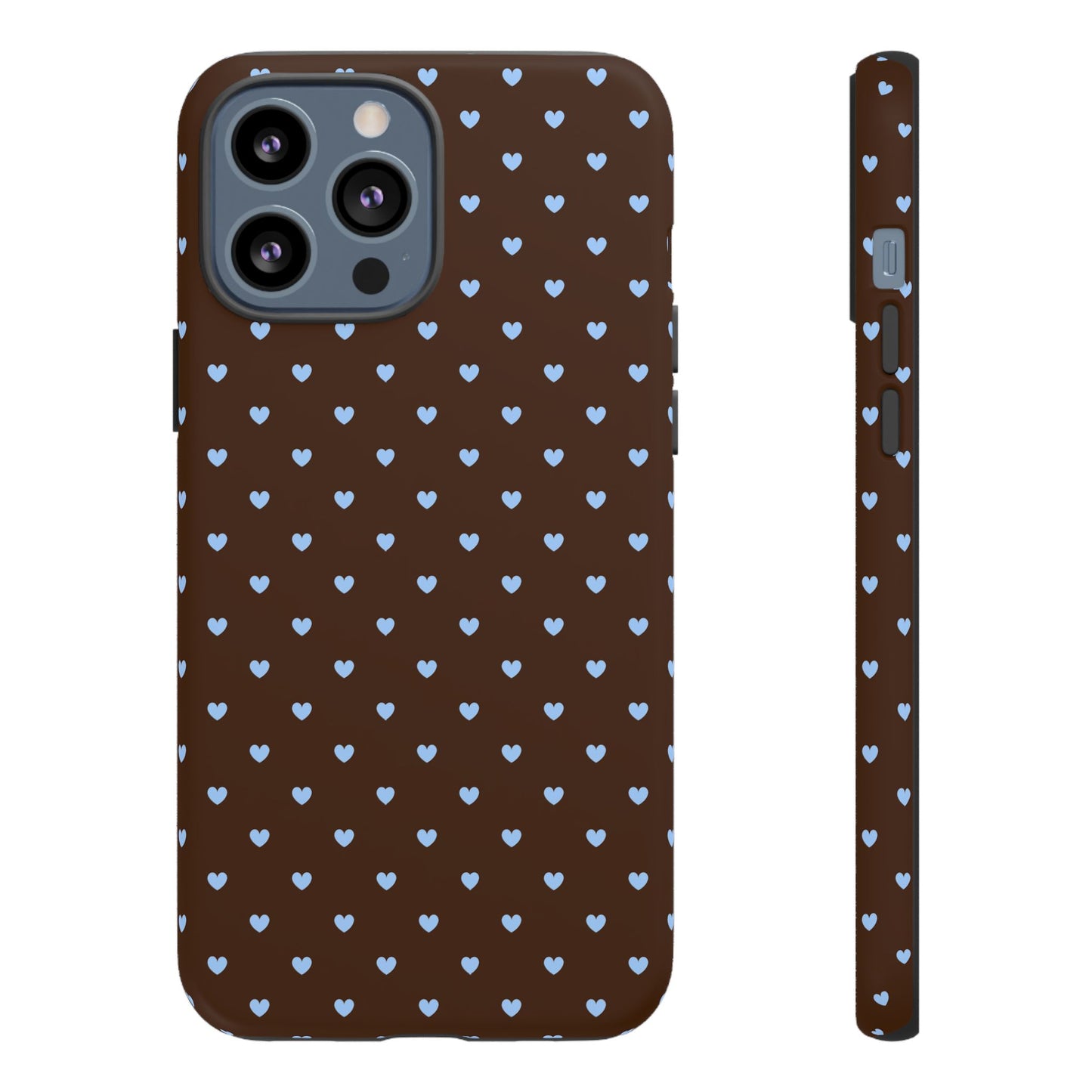 Brown + Blue Heart Polka Dots Phone Case