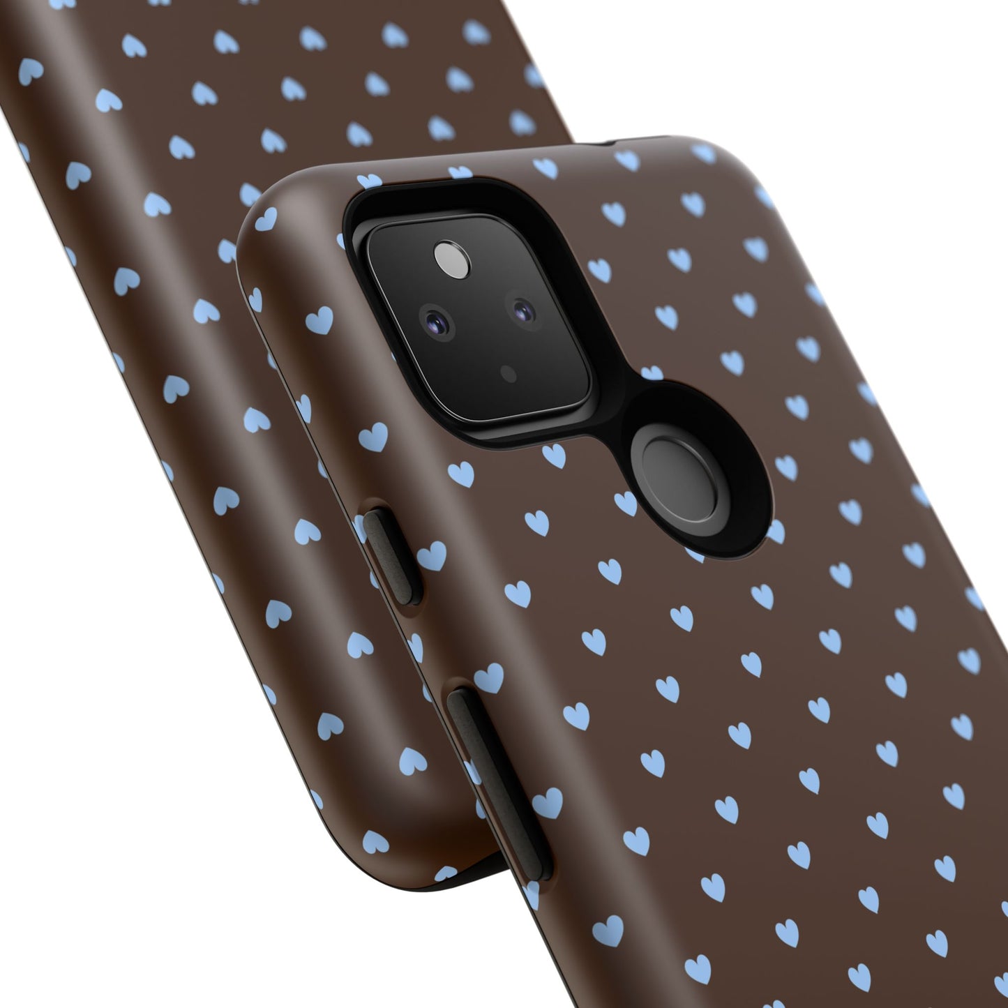 Brown + Blue Heart Polka Dots Phone Case