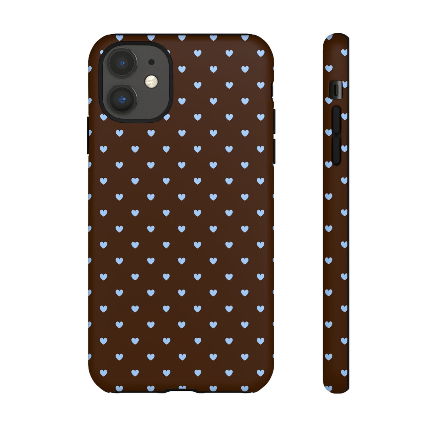 Brown + Blue Heart Polka Dots Phone Case