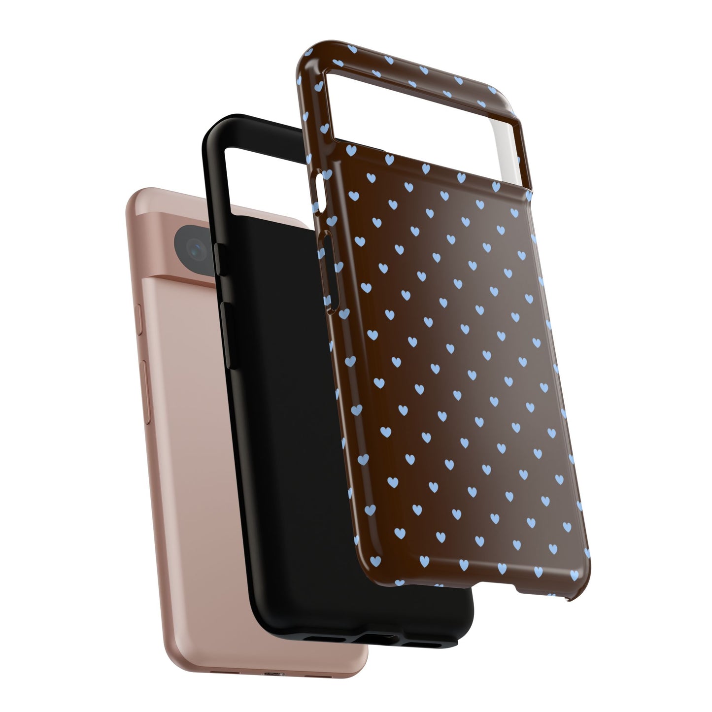 Brown + Blue Heart Polka Dots Phone Case