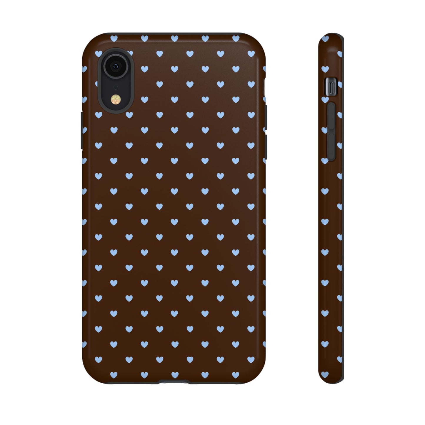Brown + Blue Heart Polka Dots Phone Case