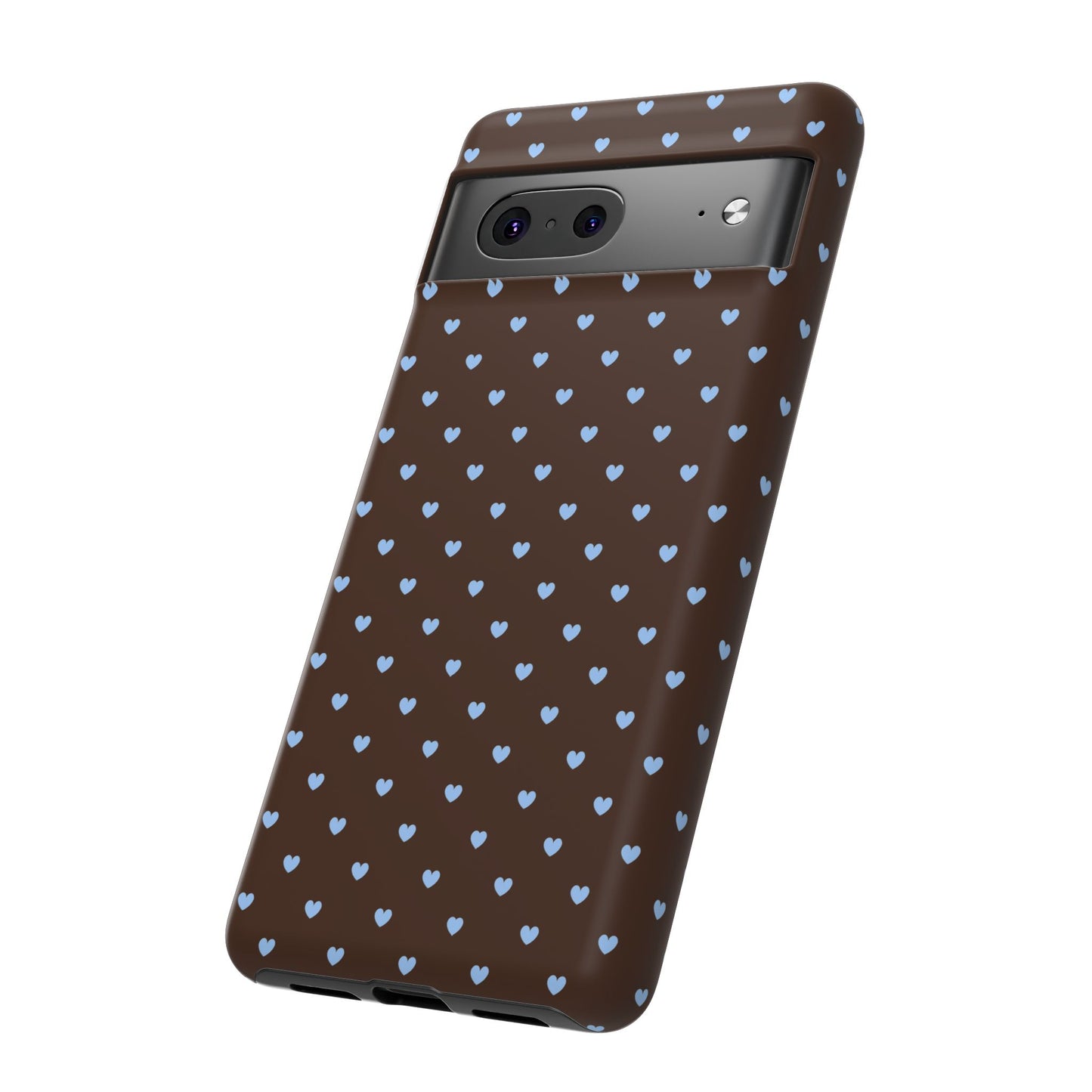 Brown + Blue Heart Polka Dots Phone Case