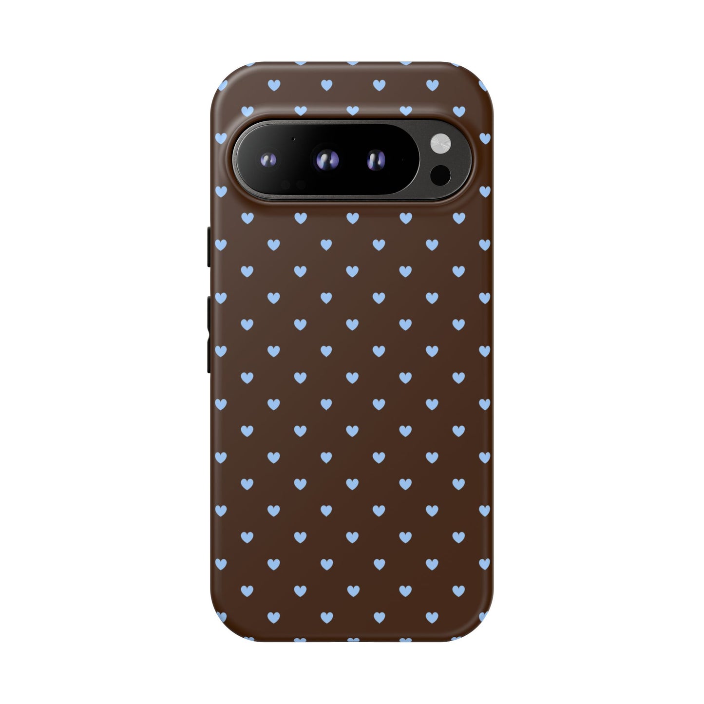 Brown + Blue Heart Polka Dots Phone Case