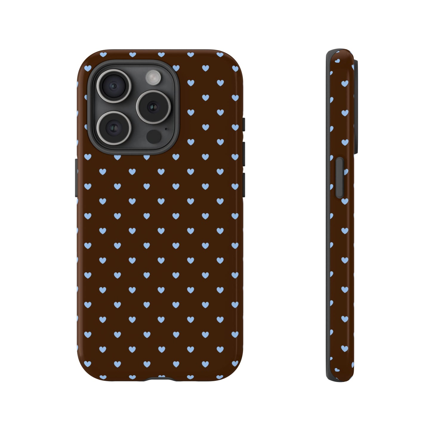 Brown + Blue Heart Polka Dots Phone Case