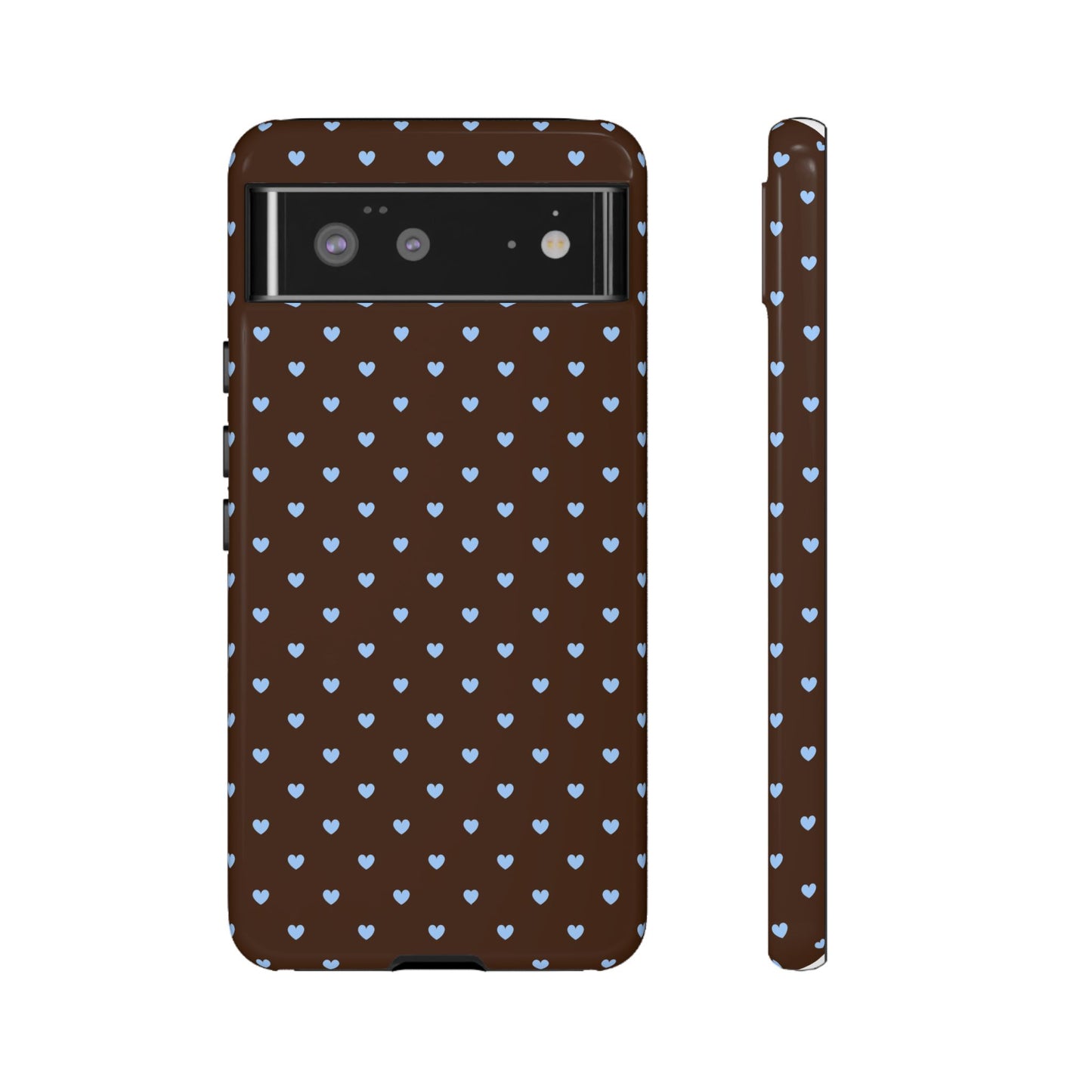 Brown + Blue Heart Polka Dots Phone Case
