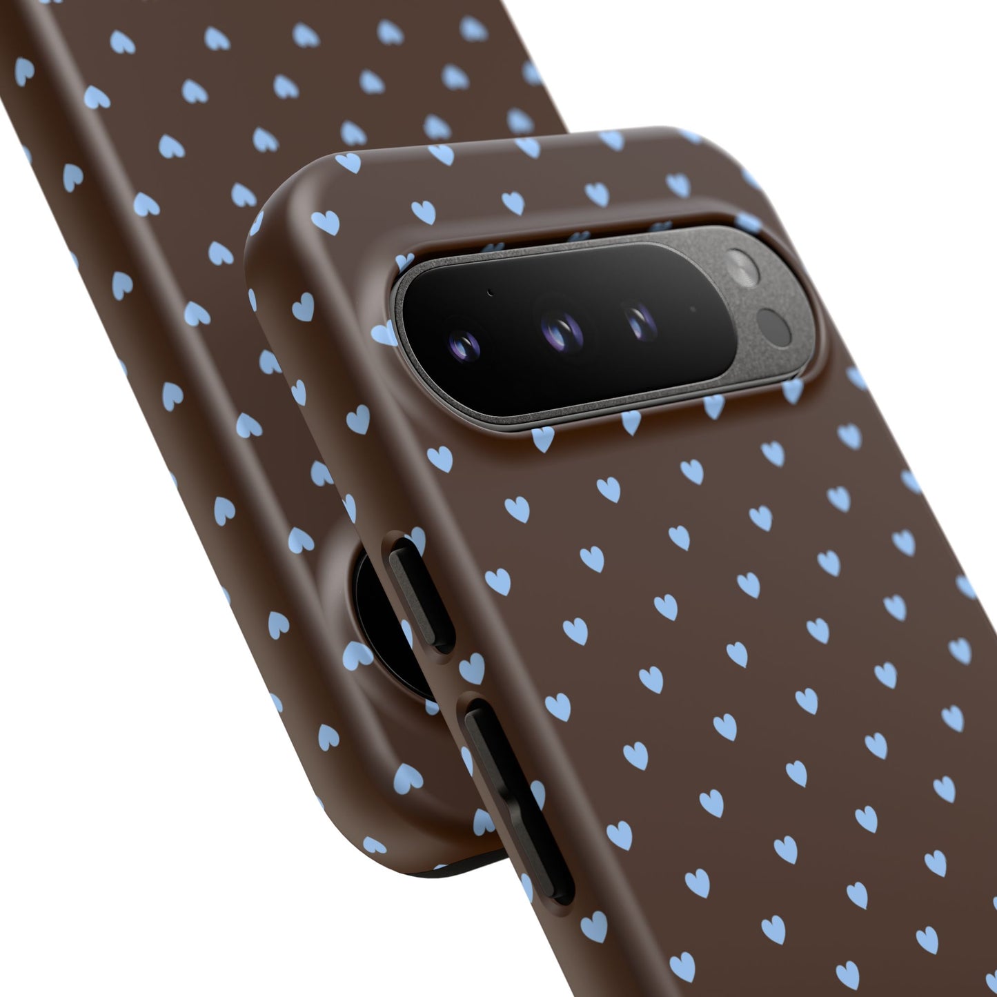 Brown + Blue Heart Polka Dots Phone Case