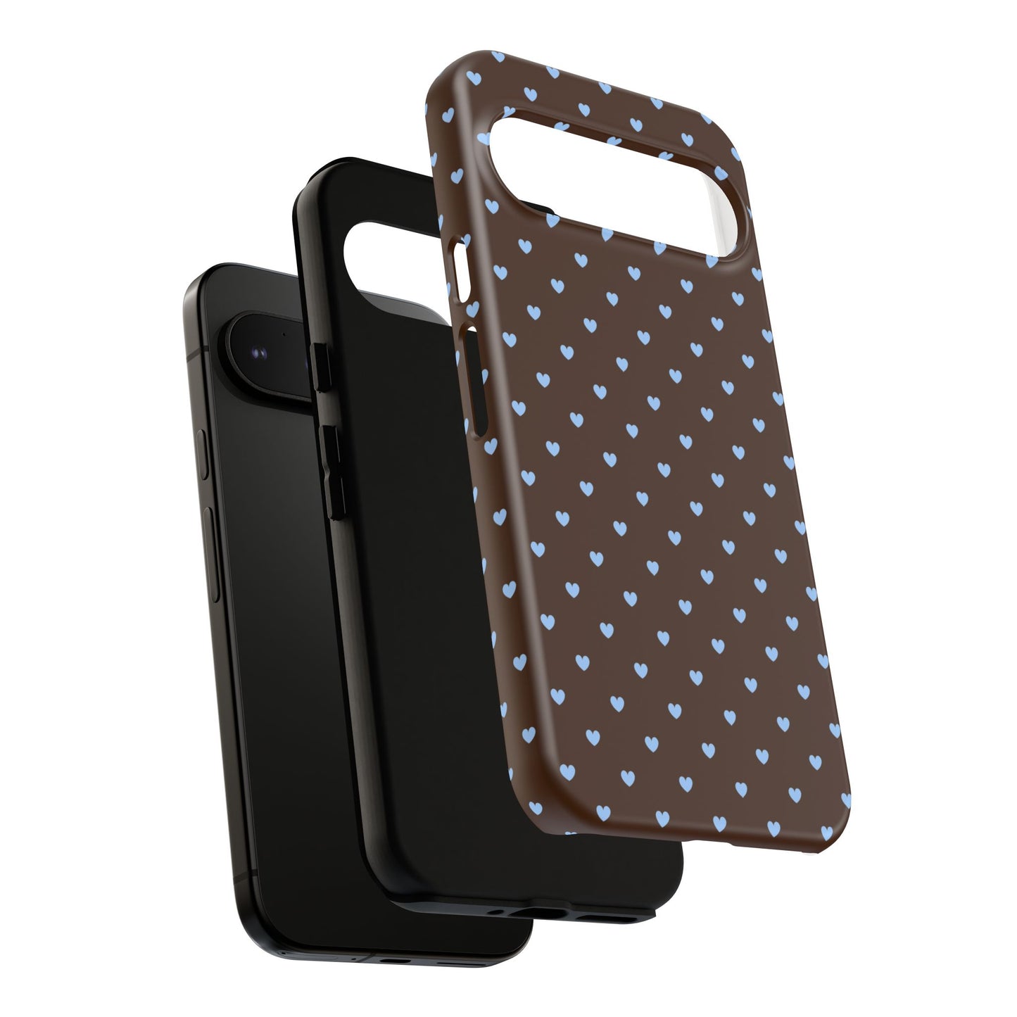 Brown + Blue Heart Polka Dots Phone Case