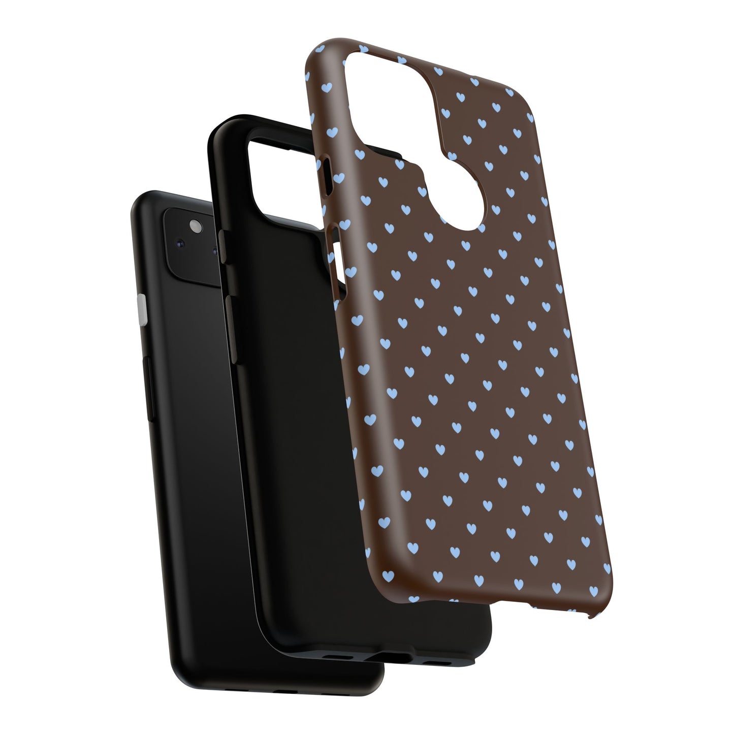 Brown + Blue Heart Polka Dots Phone Case