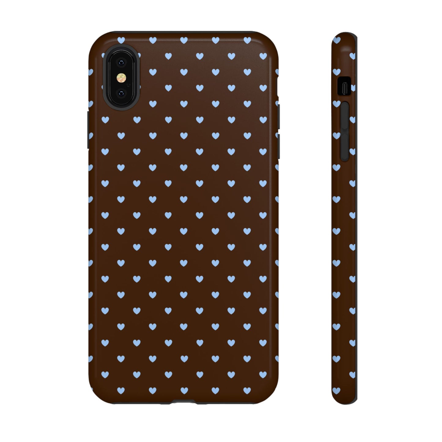 Brown + Blue Heart Polka Dots Phone Case