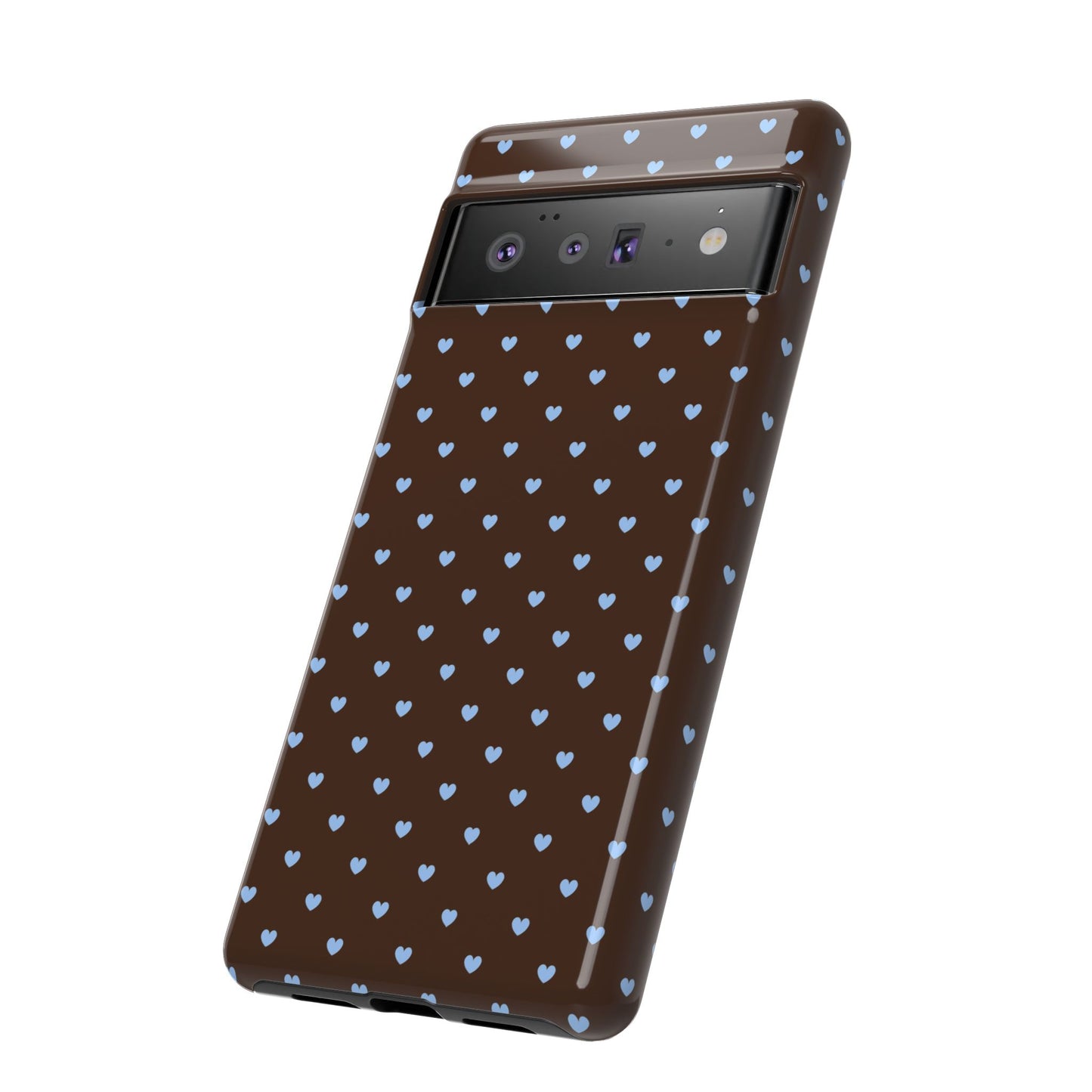 Brown + Blue Heart Polka Dots Phone Case