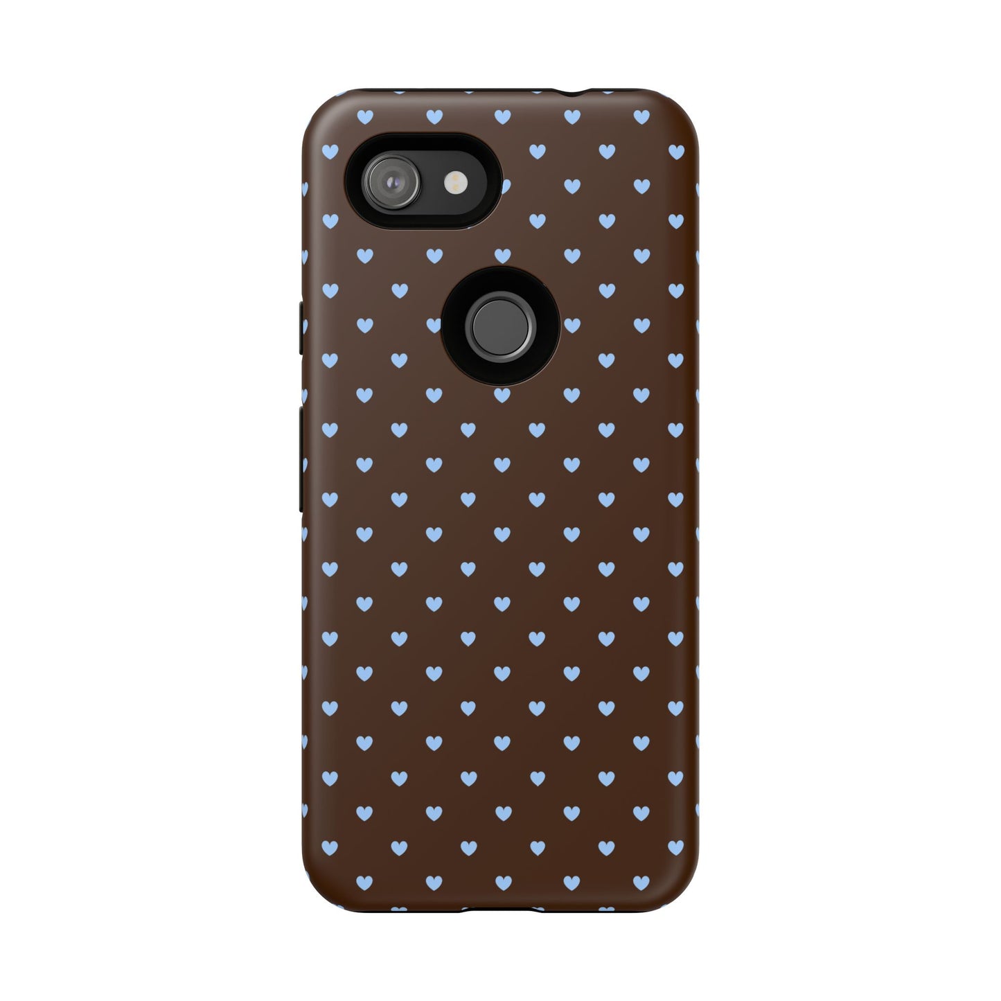 Brown + Blue Heart Polka Dots Phone Case