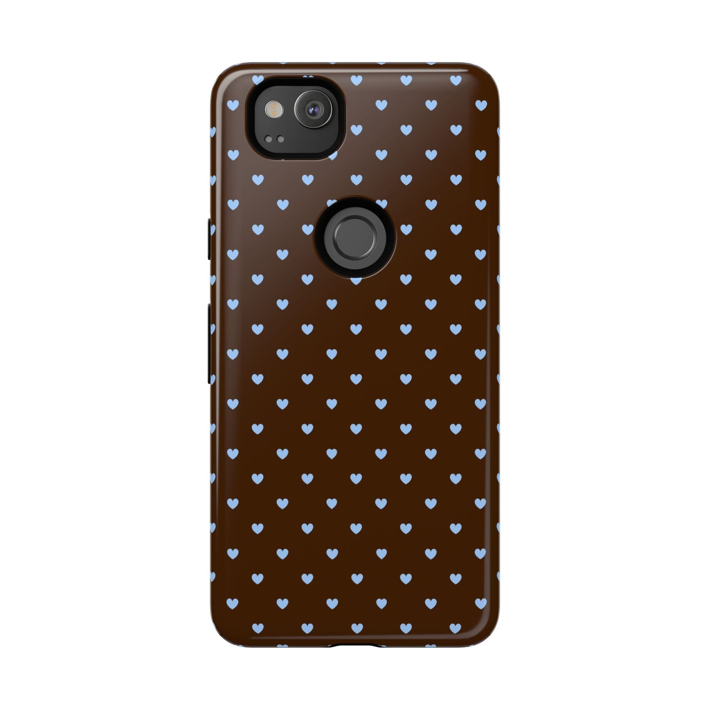 Brown + Blue Heart Polka Dots Phone Case