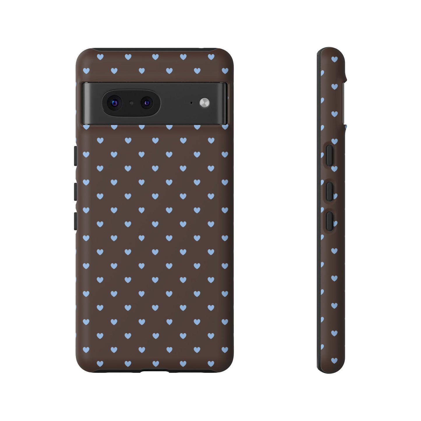 Brown + Blue Heart Polka Dots Phone Case