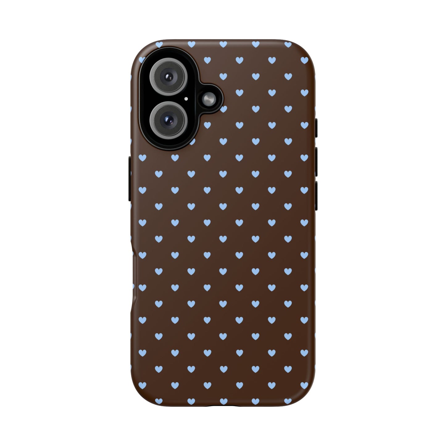 Brown + Blue Heart Polka Dots Phone Case