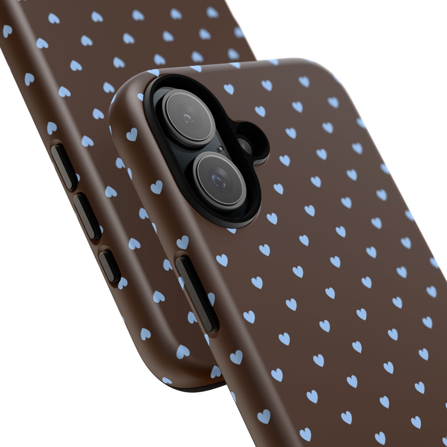 Brown + Blue Heart Polka Dots Phone Case