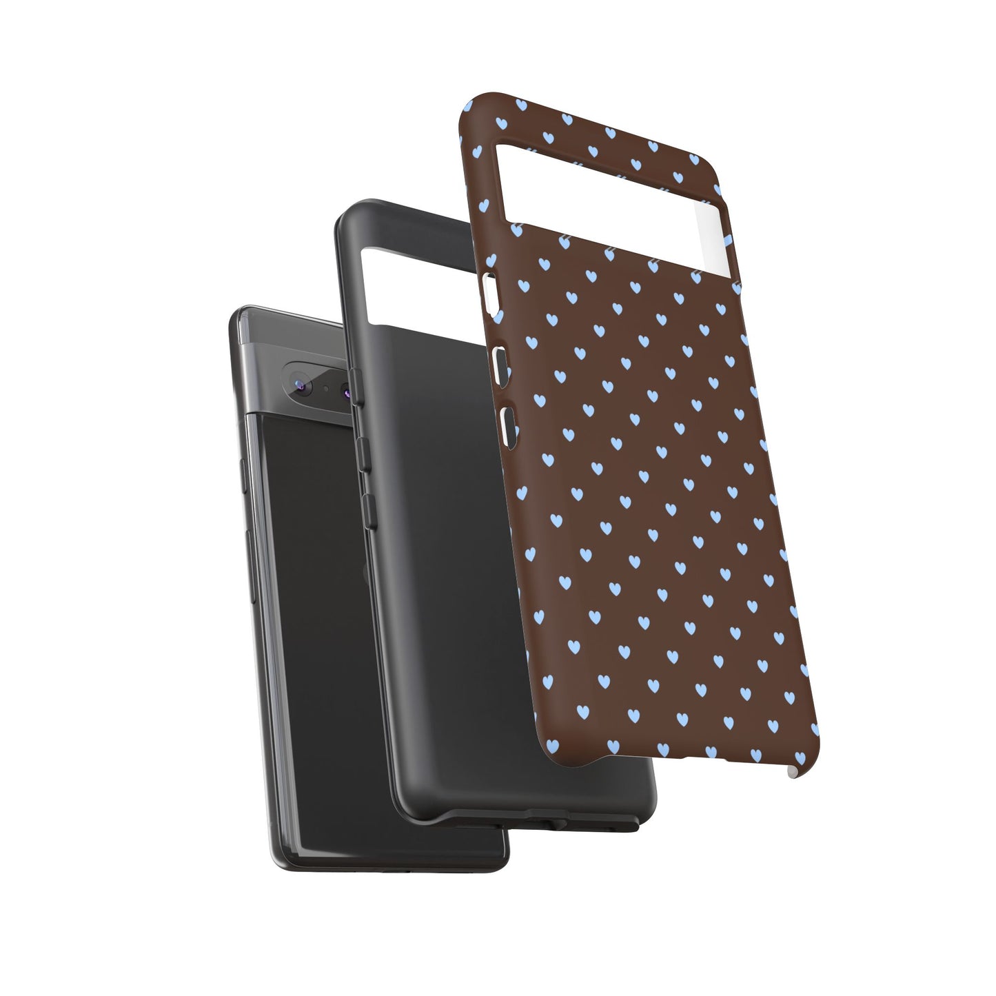 Brown + Blue Heart Polka Dots Phone Case
