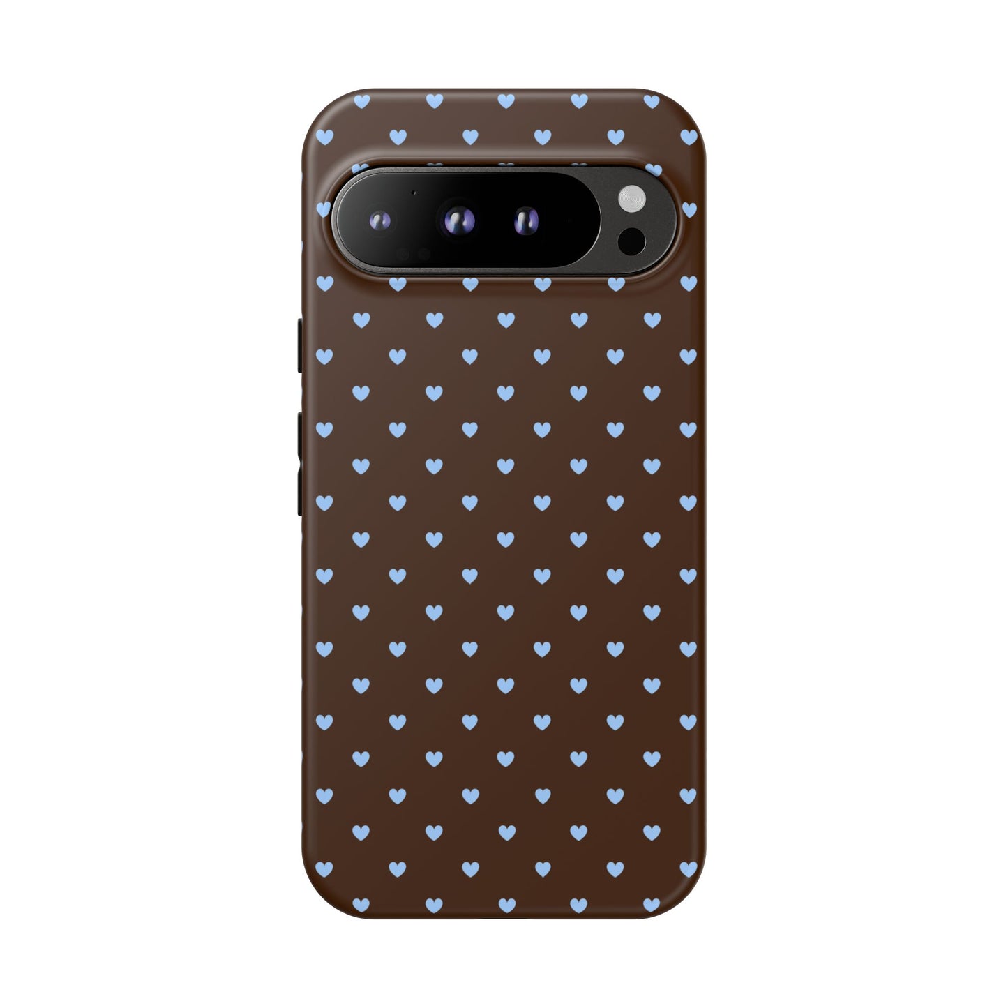 Brown + Blue Heart Polka Dots Phone Case