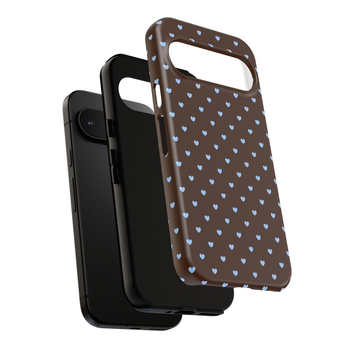 Brown + Blue Heart Polka Dots Phone Case