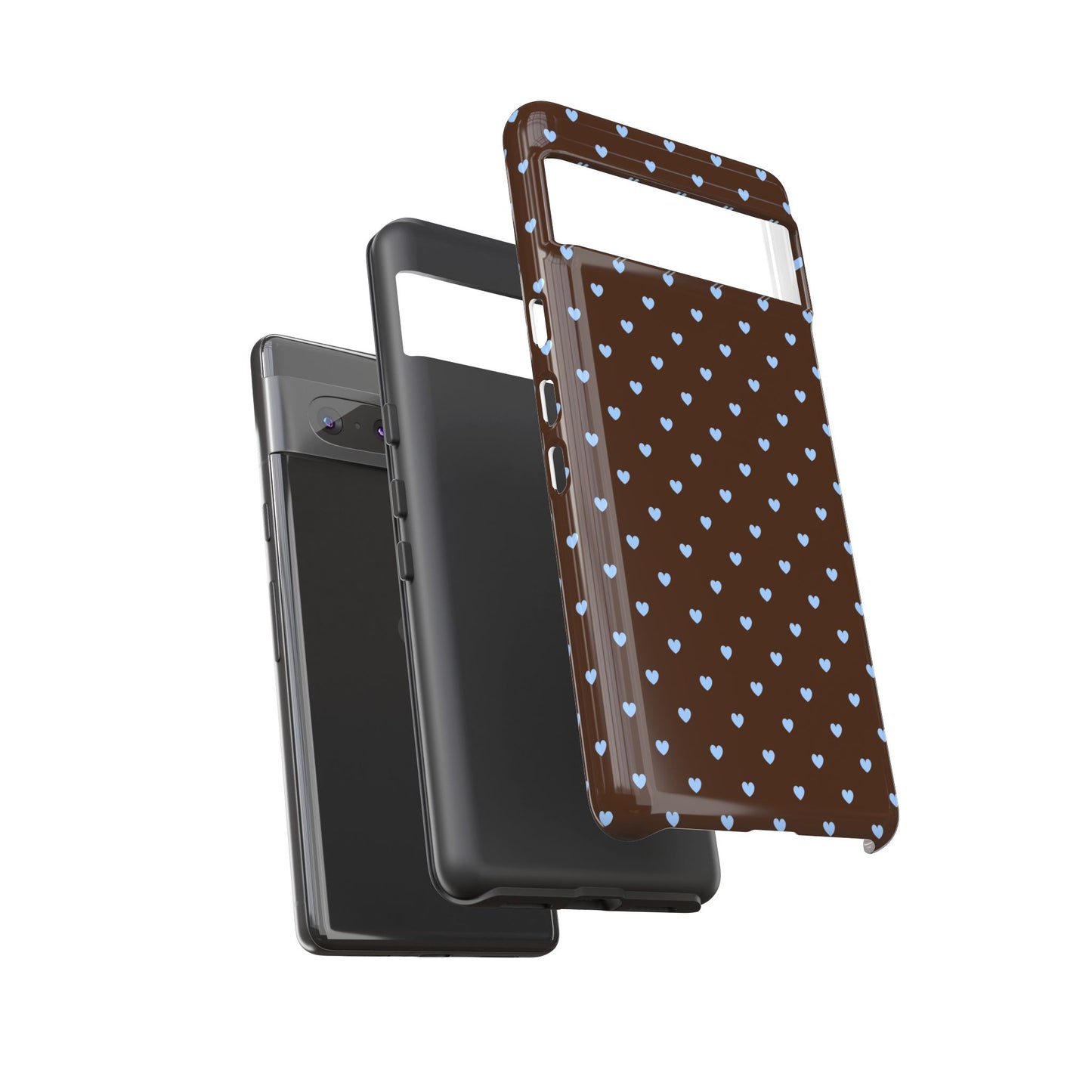Brown + Blue Heart Polka Dots Phone Case