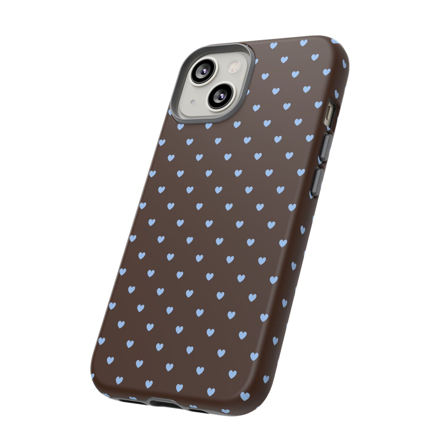 Brown + Blue Heart Polka Dots Phone Case