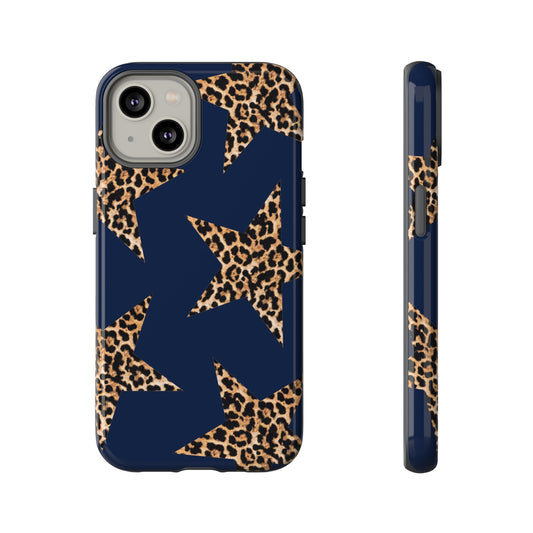 Navy Leopard Print Stars Phone Case