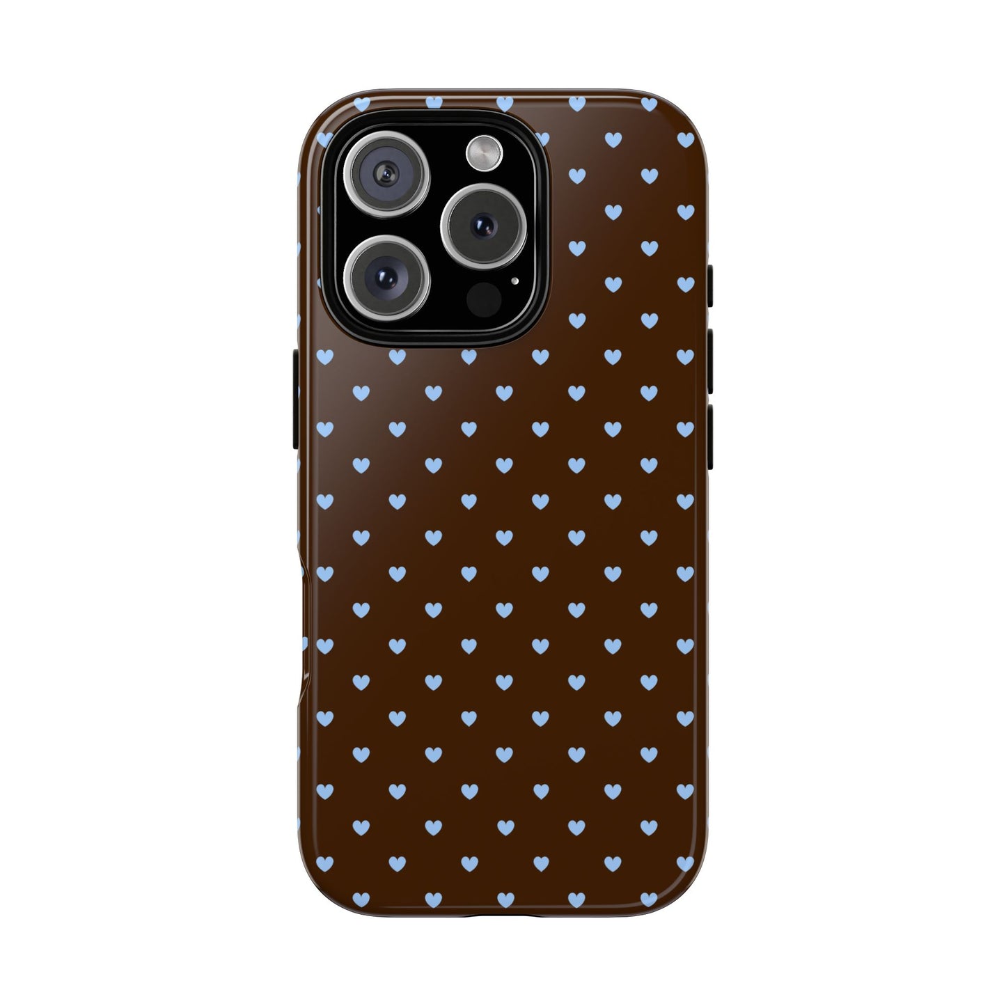 Brown + Blue Heart Polka Dots Phone Case