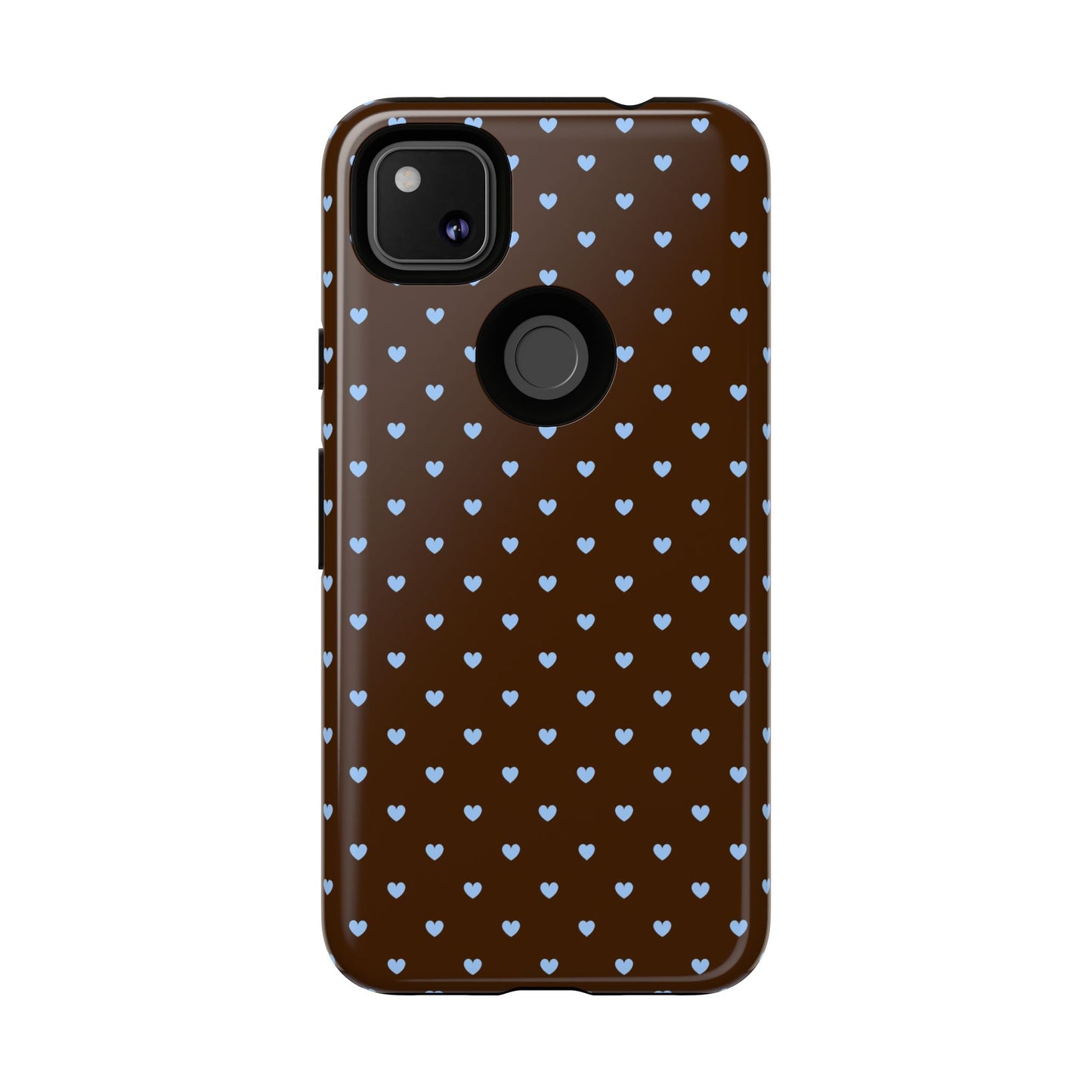 Brown + Blue Heart Polka Dots Phone Case