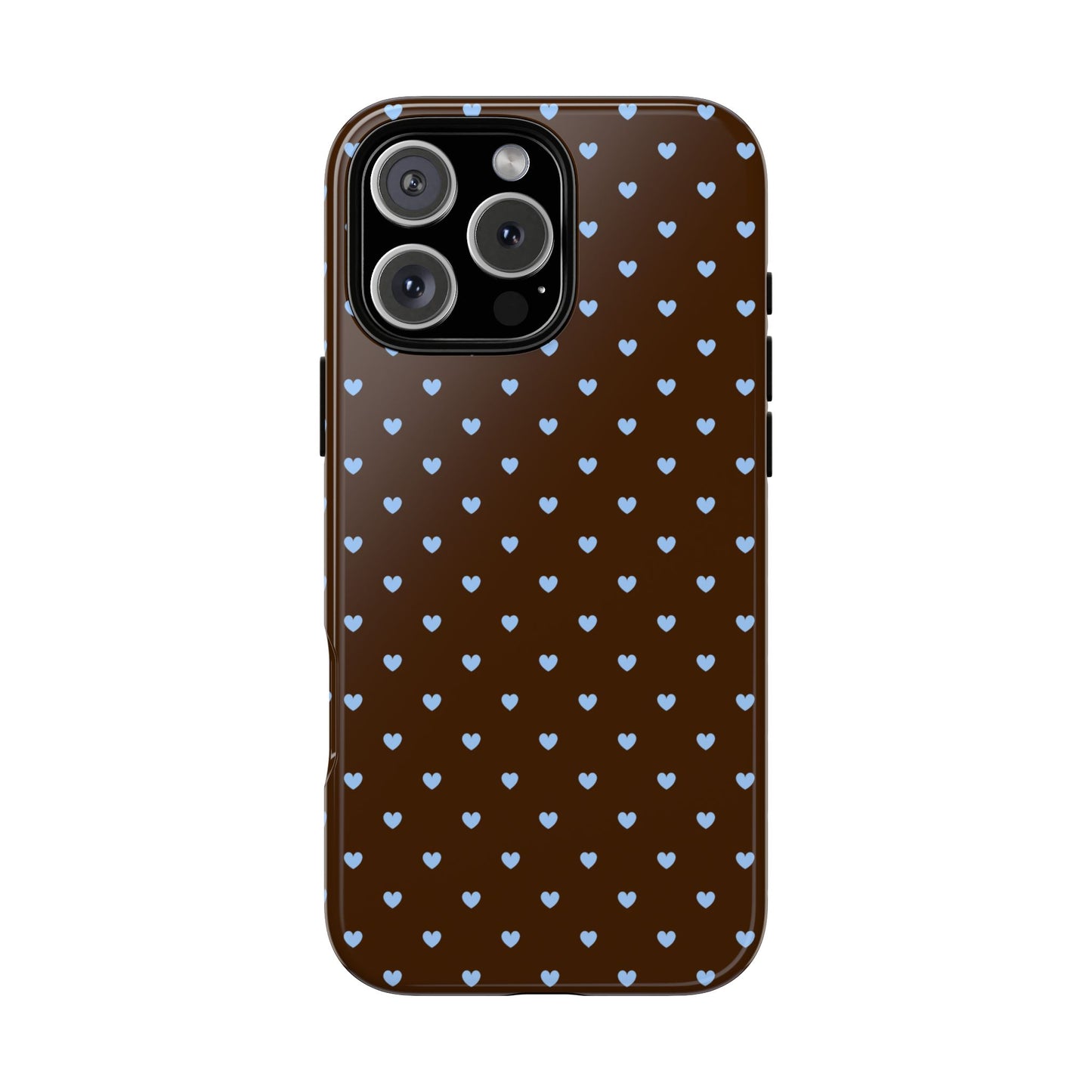 Brown + Blue Heart Polka Dots Phone Case