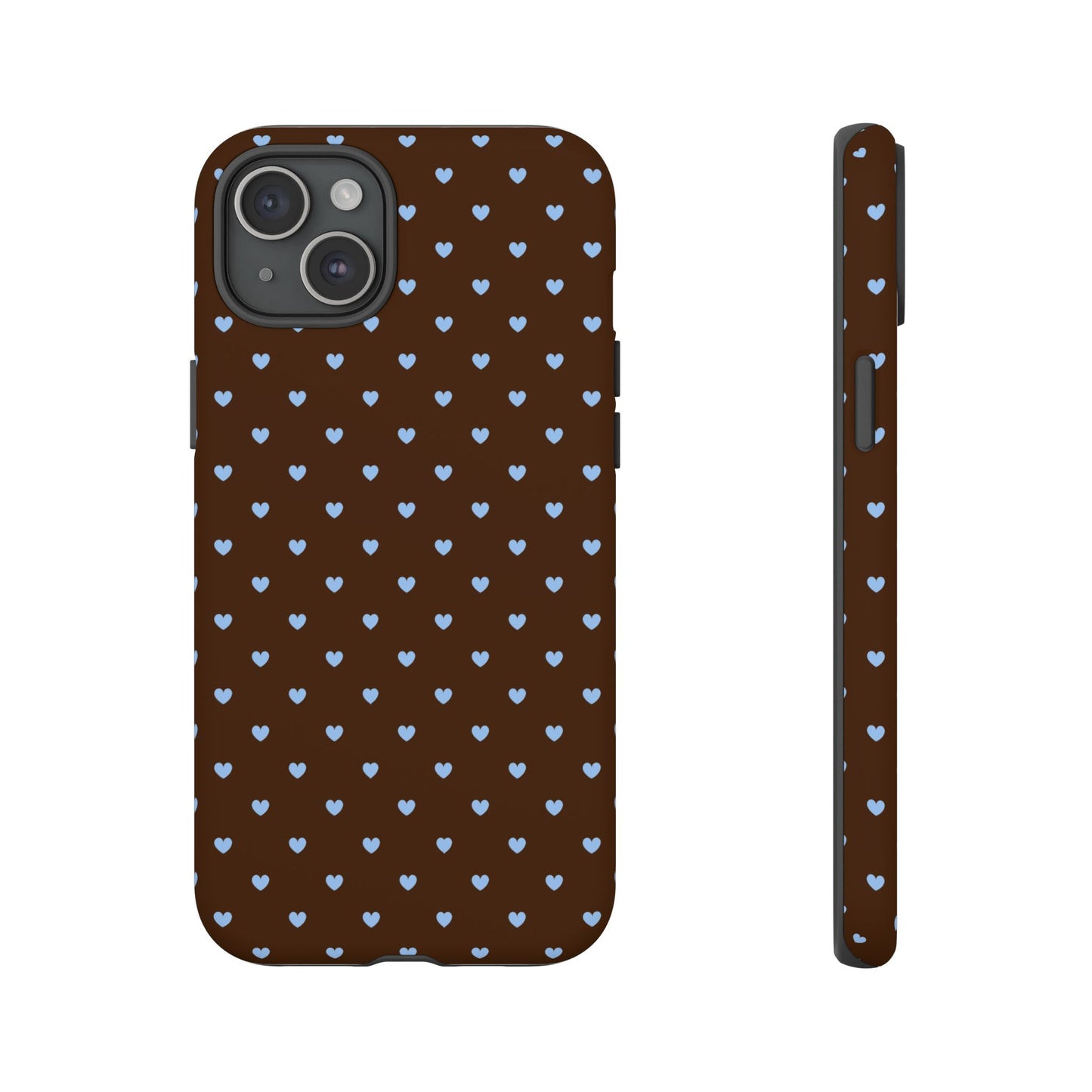 Brown + Blue Heart Polka Dots Phone Case