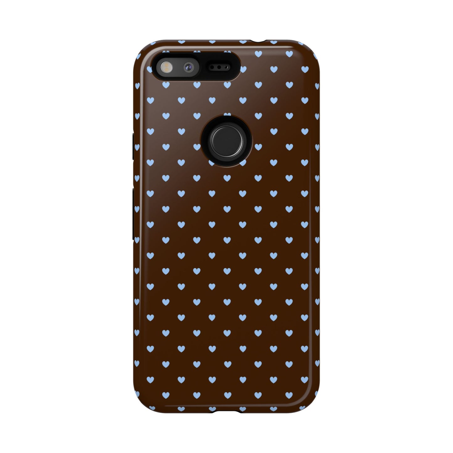 Brown + Blue Heart Polka Dots Phone Case