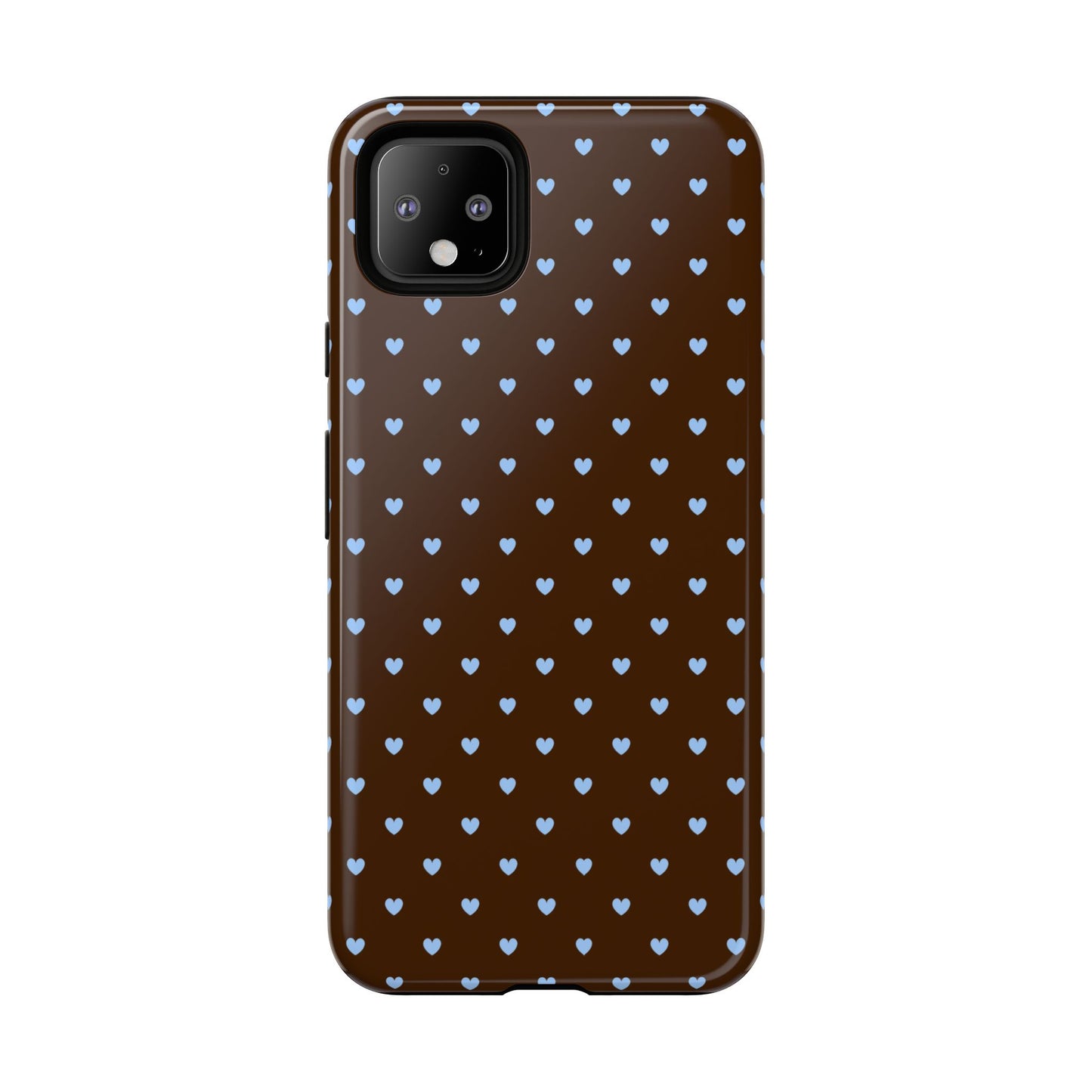 Brown + Blue Heart Polka Dots Phone Case