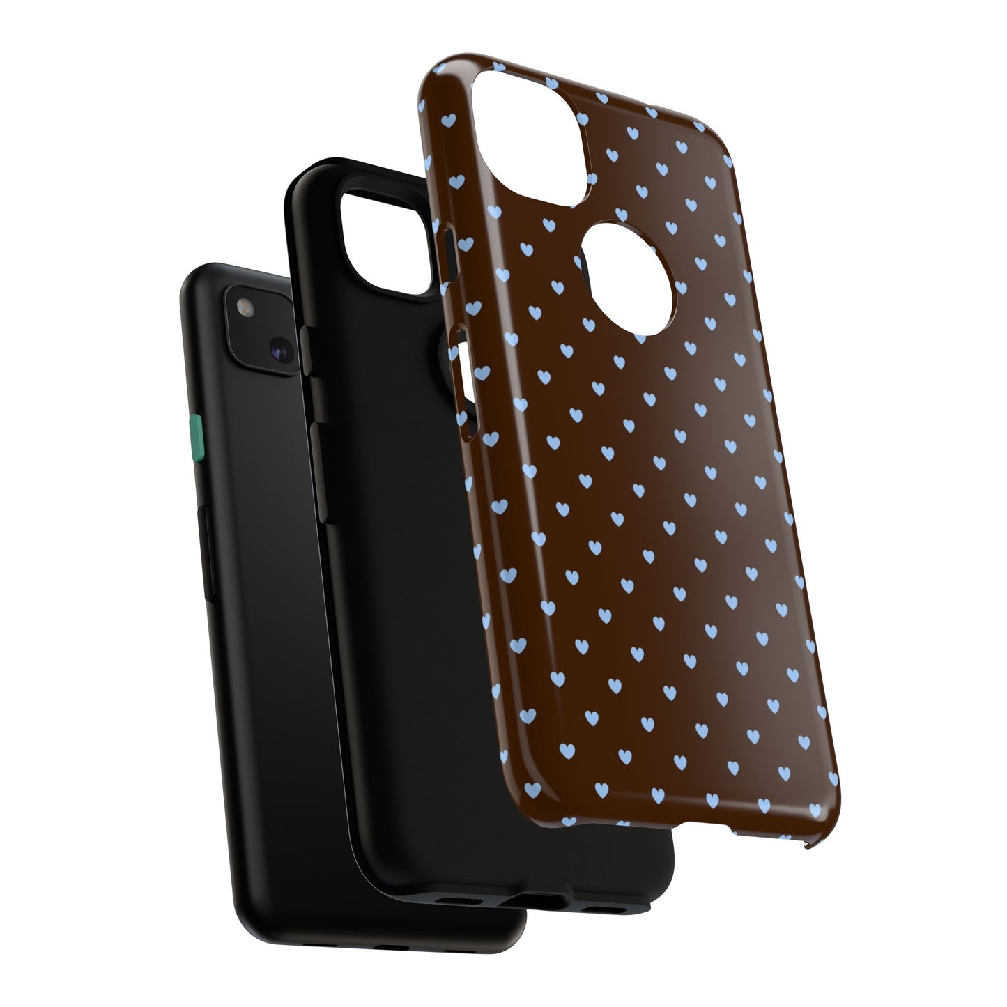 Brown + Blue Heart Polka Dots Phone Case