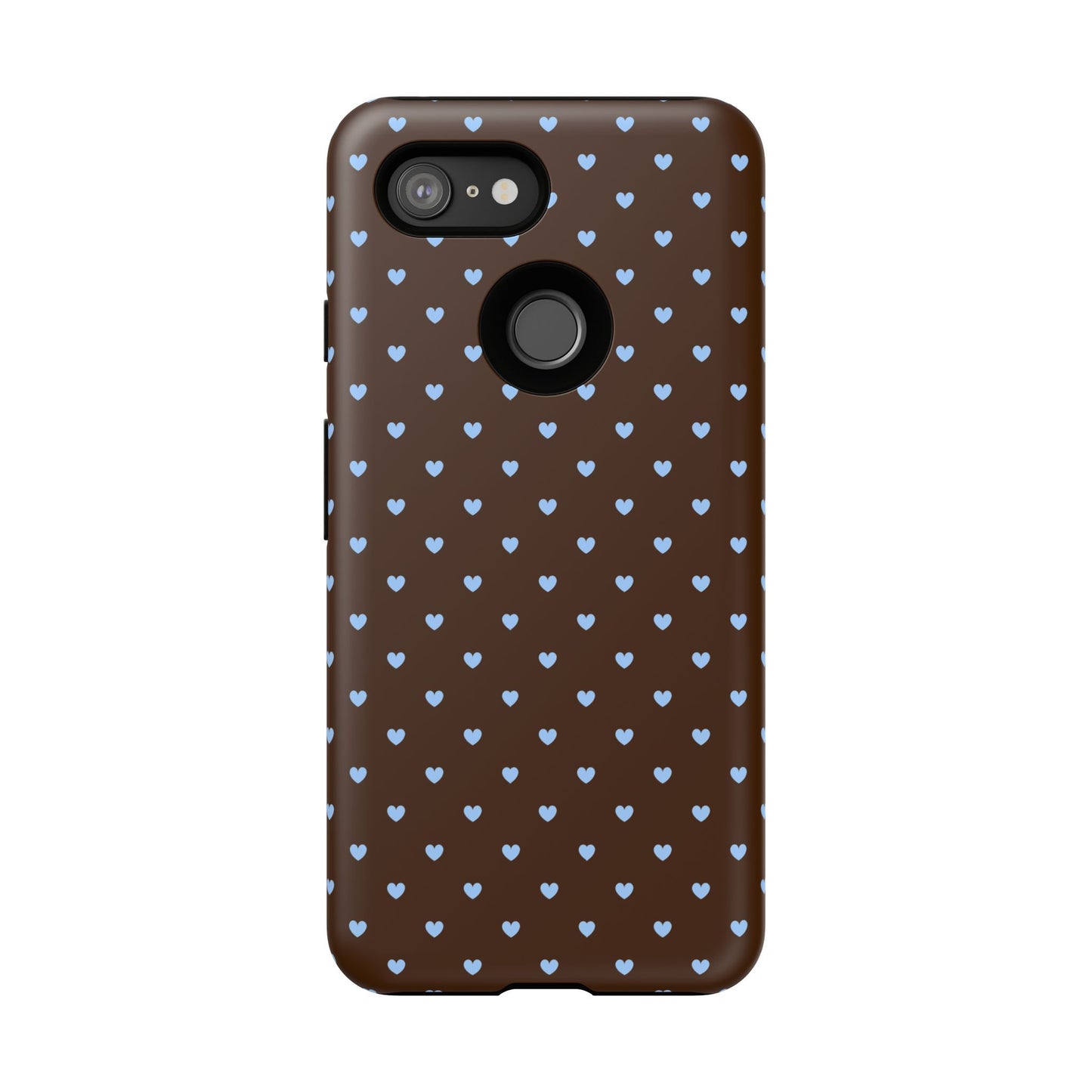 Brown + Blue Heart Polka Dots Phone Case