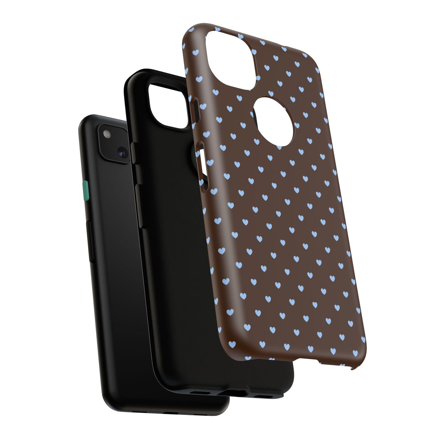 Brown + Blue Heart Polka Dots Phone Case
