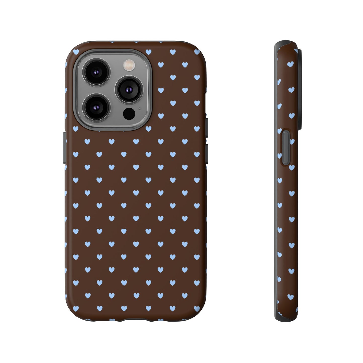 Brown + Blue Heart Polka Dots Phone Case